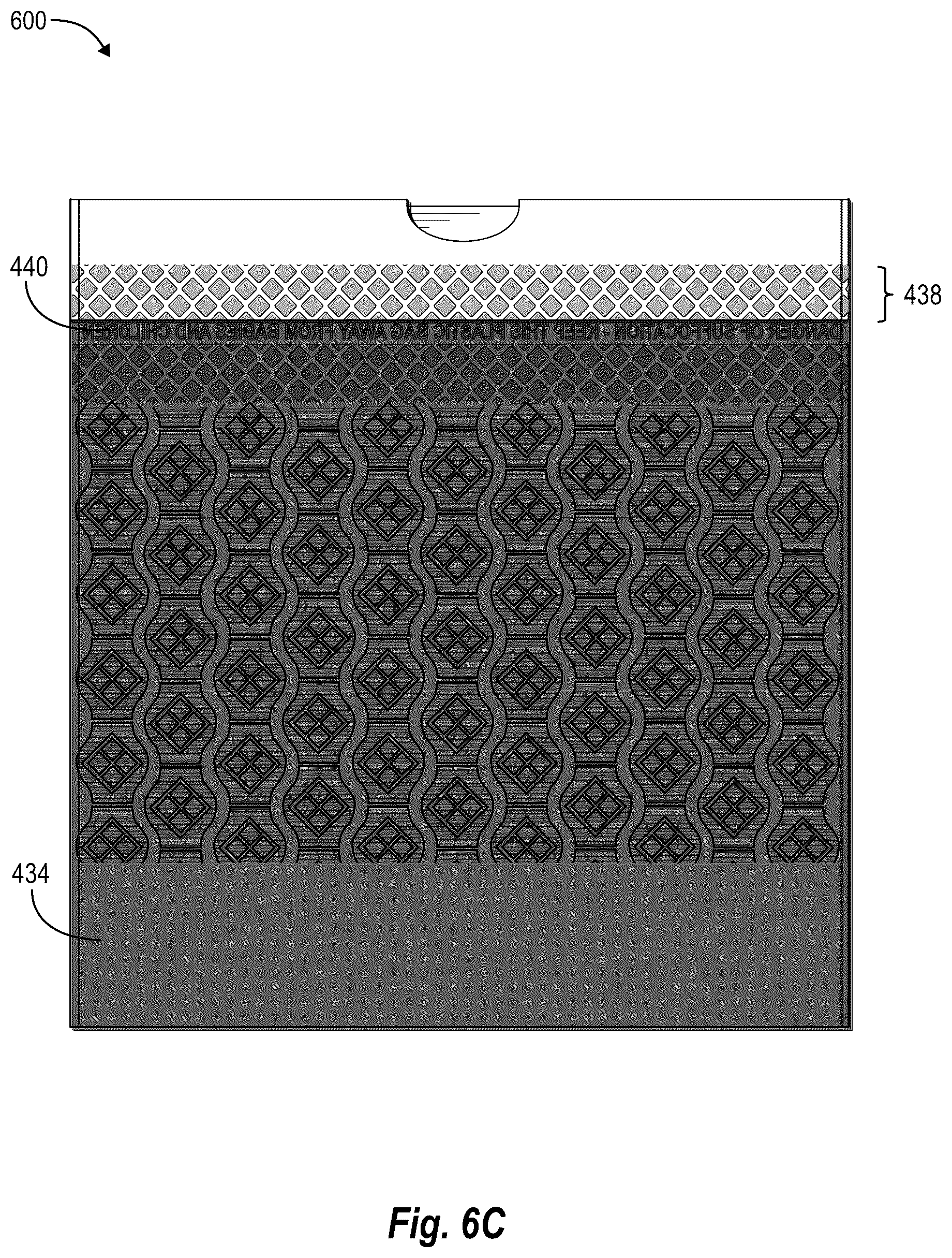 Patent US11814225 Figure 7 – Multi-film thermoplastic structures having visually-distinct contact areas arranged in text and methods of making the same