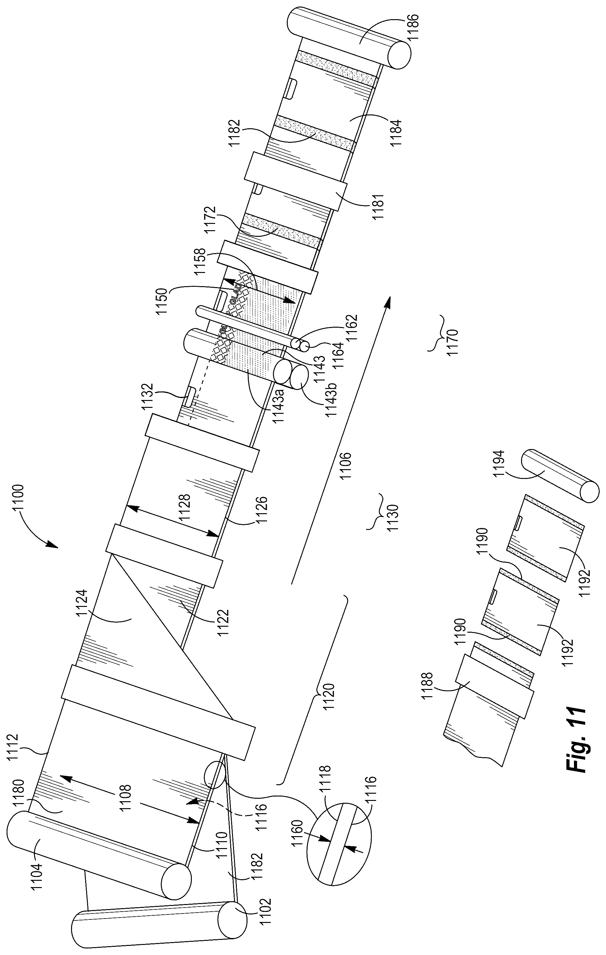 Patent US11814225 Figure 13 – Multi-film thermoplastic structures having visually-distinct contact areas arranged in text and methods of making the same