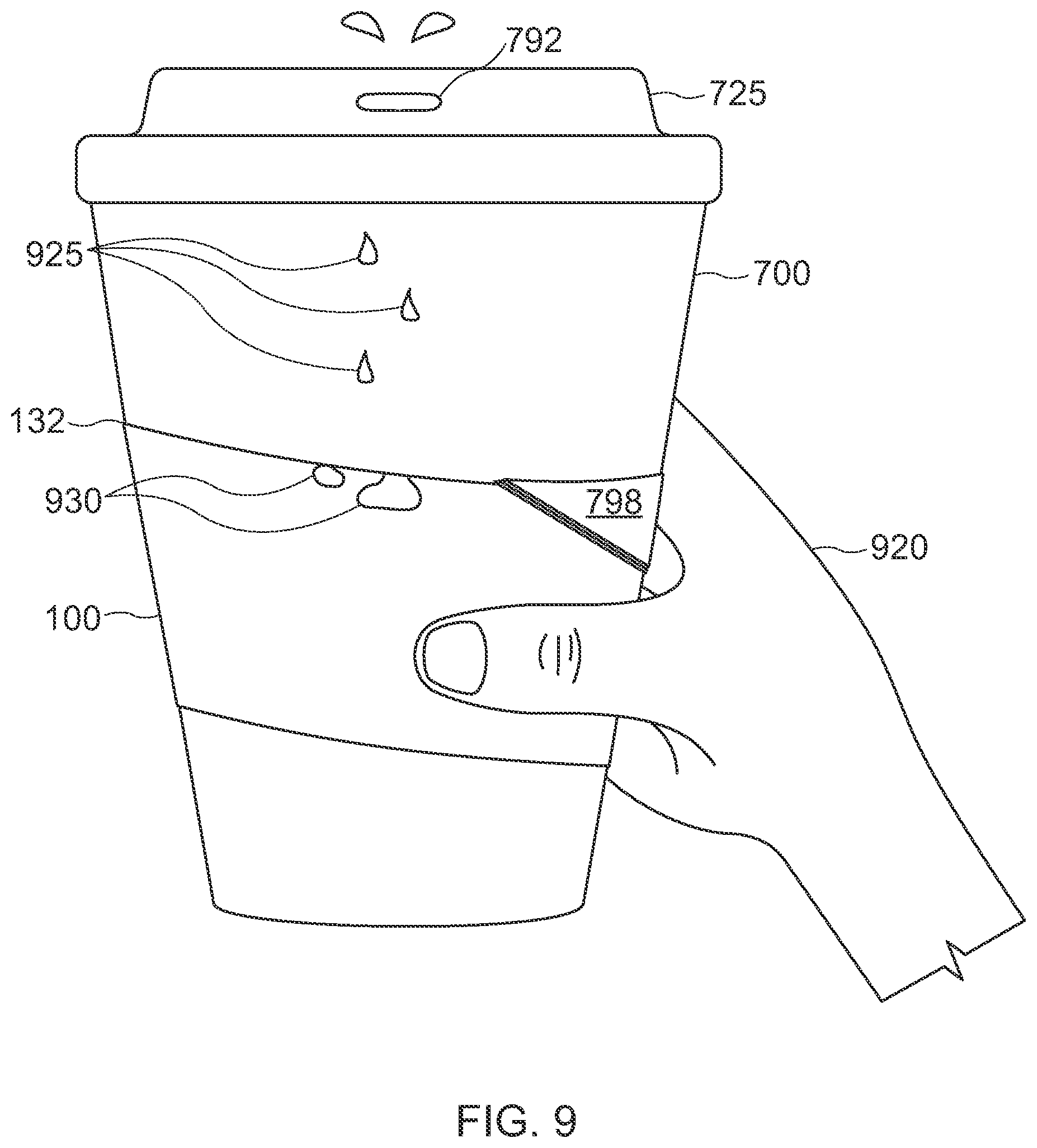Patent US11814236 Figure 9 – Sleeve for cups and other containers