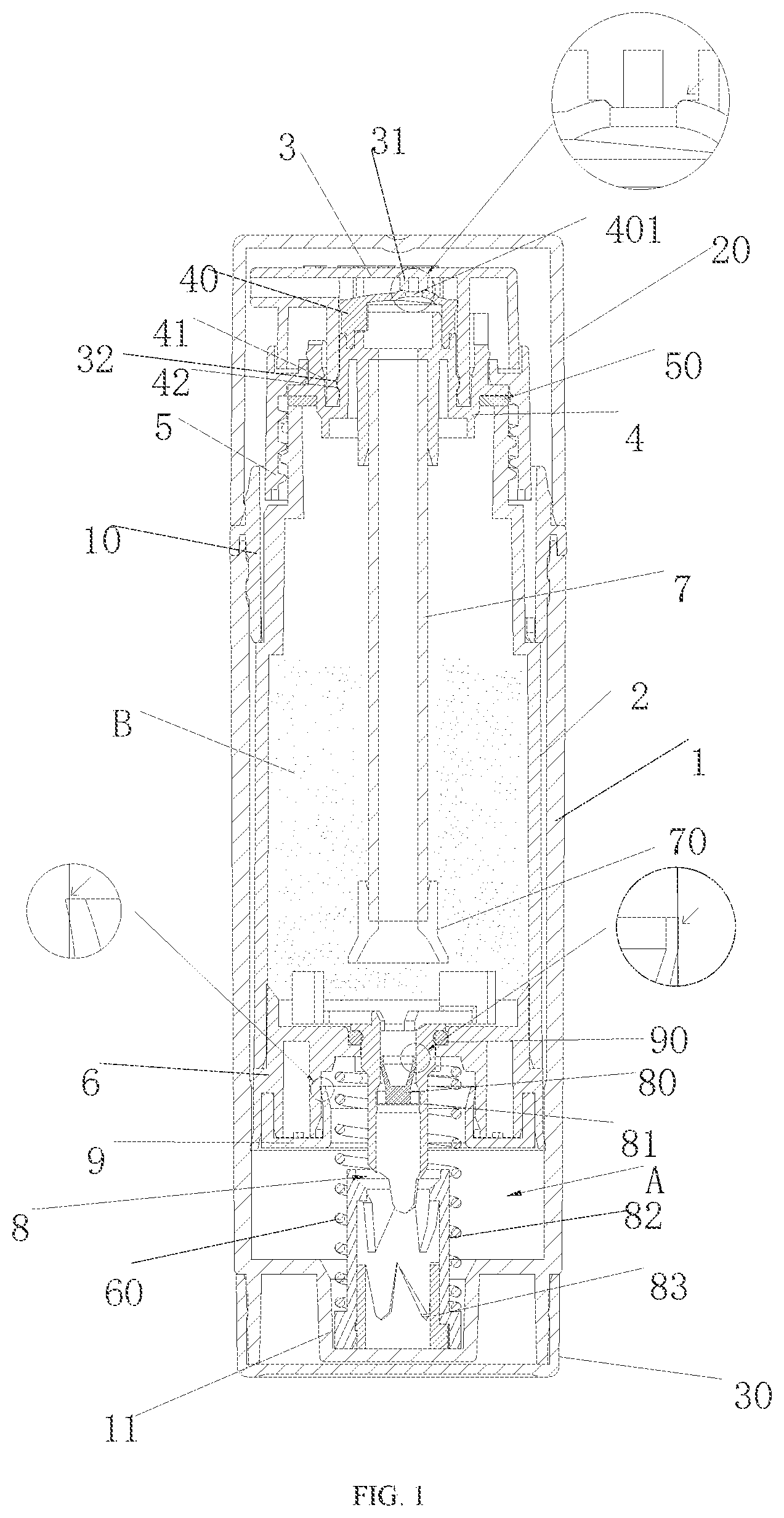 Patent US11814238 Figure 1 – Dry powder spray bottle