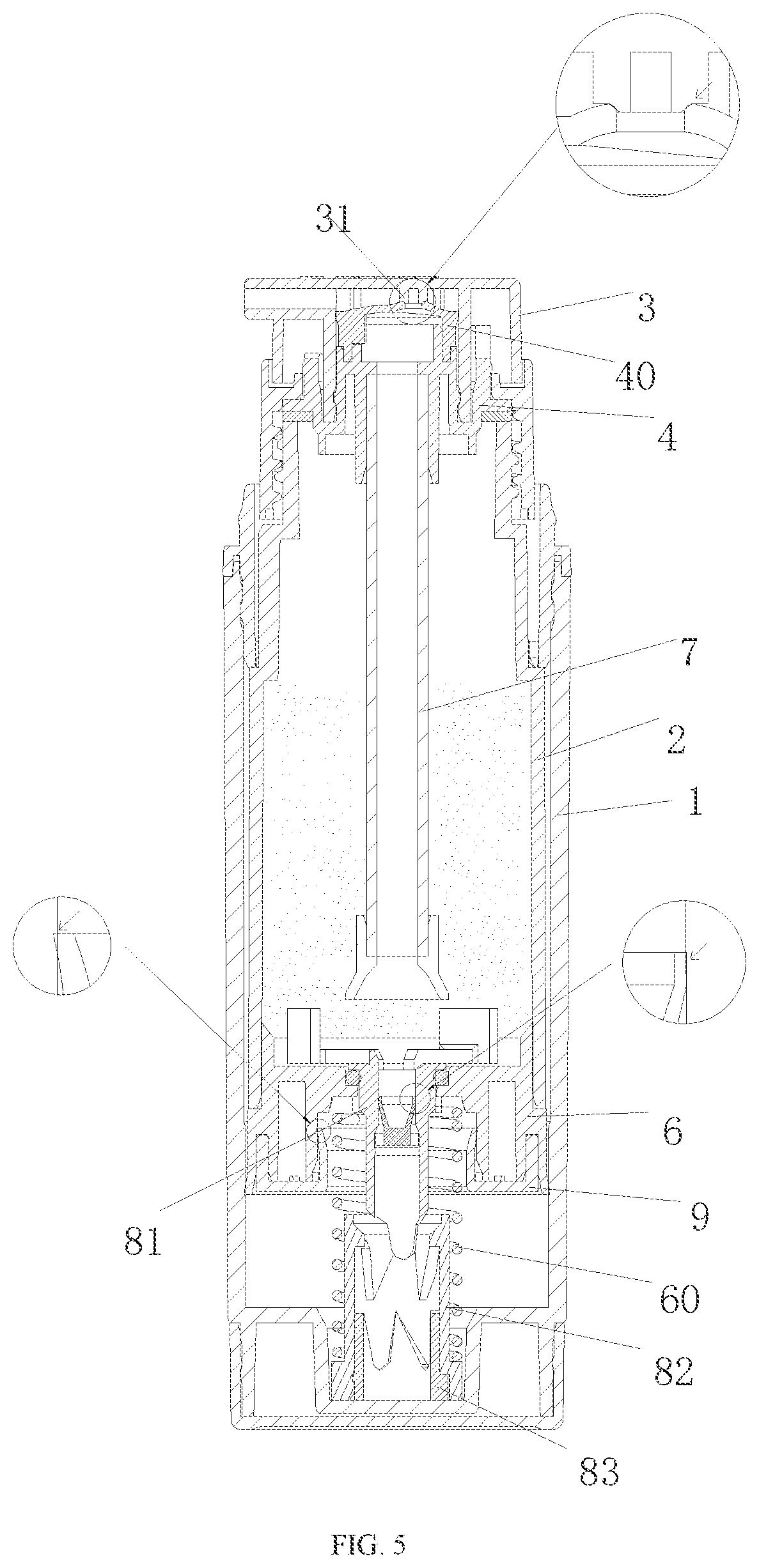 Patent US11814238 Figure 5 – Dry powder spray bottle