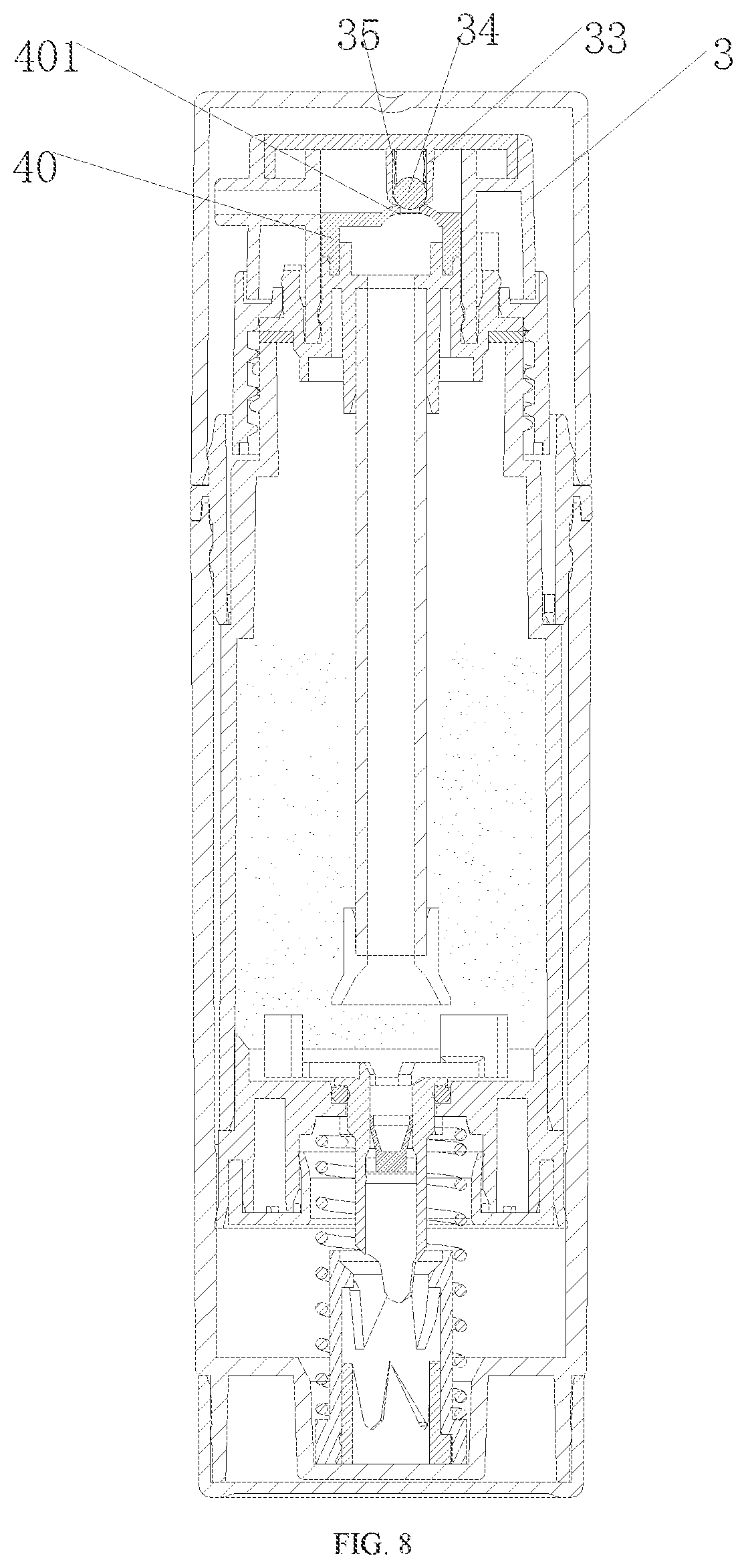 Patent US11814238 Figure 8 – Dry powder spray bottle