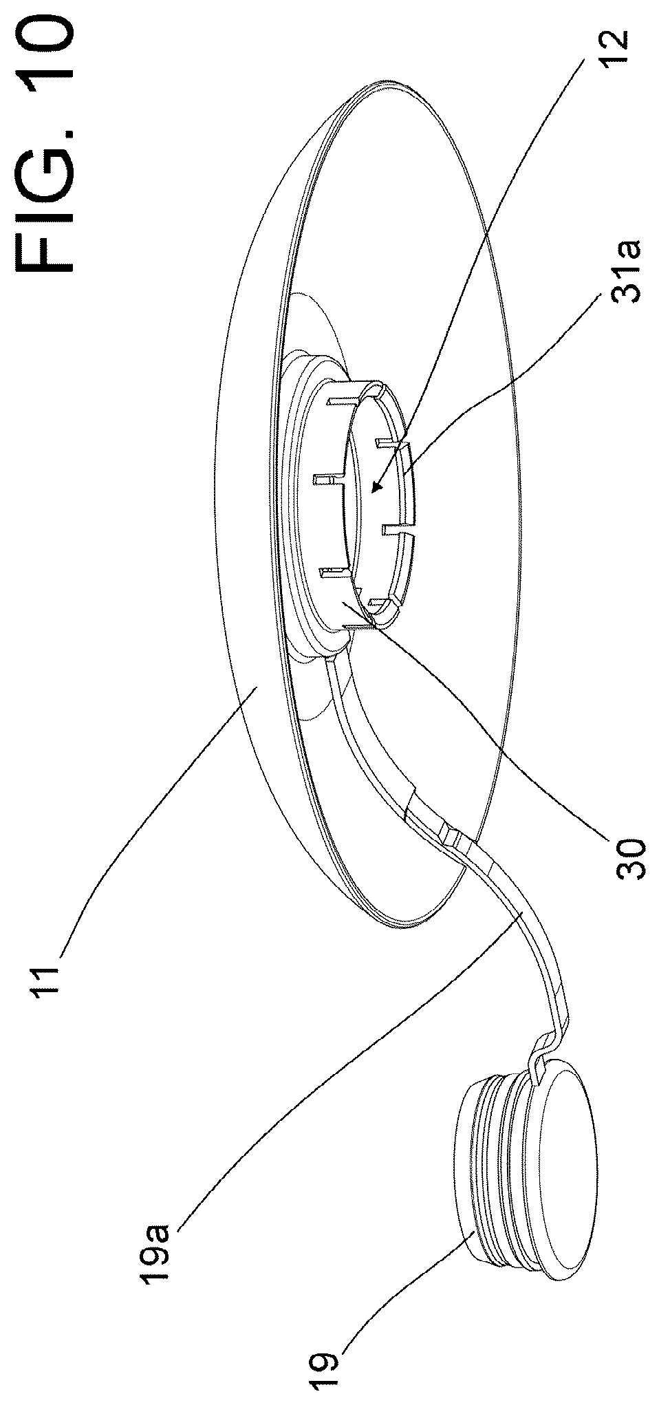 Patent US11814240 Figure 9 – Valve for injecting and/or extracting fluid for a wholesale merchandise container and container and method for treating and/or storing wholesale merchandise by means of said valve