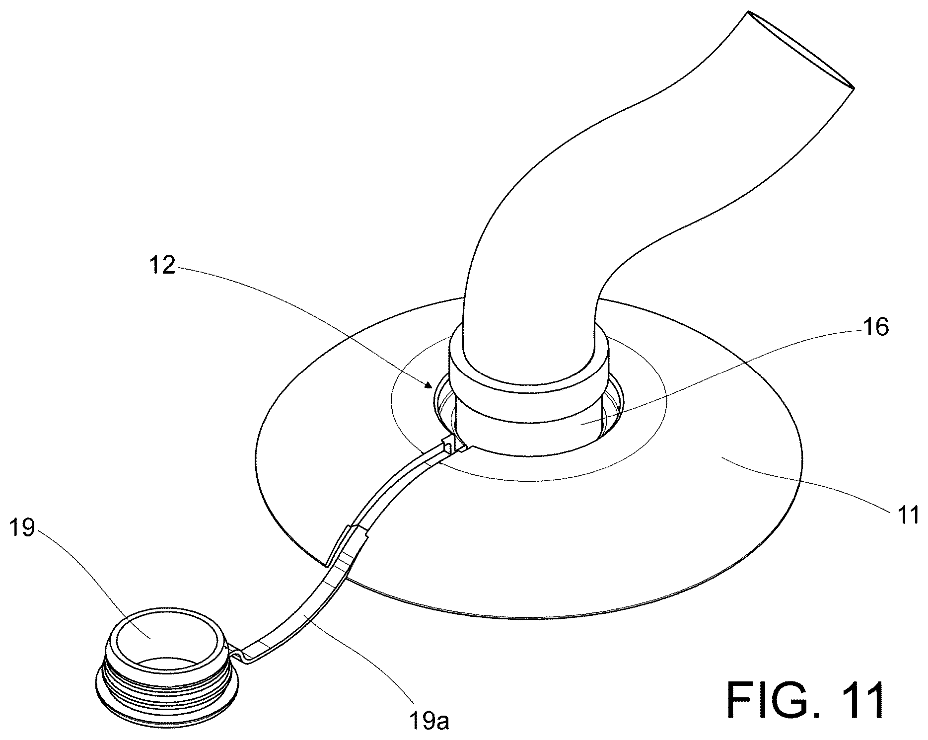 Patent US11814240 Figure 10 – Valve for injecting and/or extracting fluid for a wholesale merchandise container and container and method for treating and/or storing wholesale merchandise by means of said valve