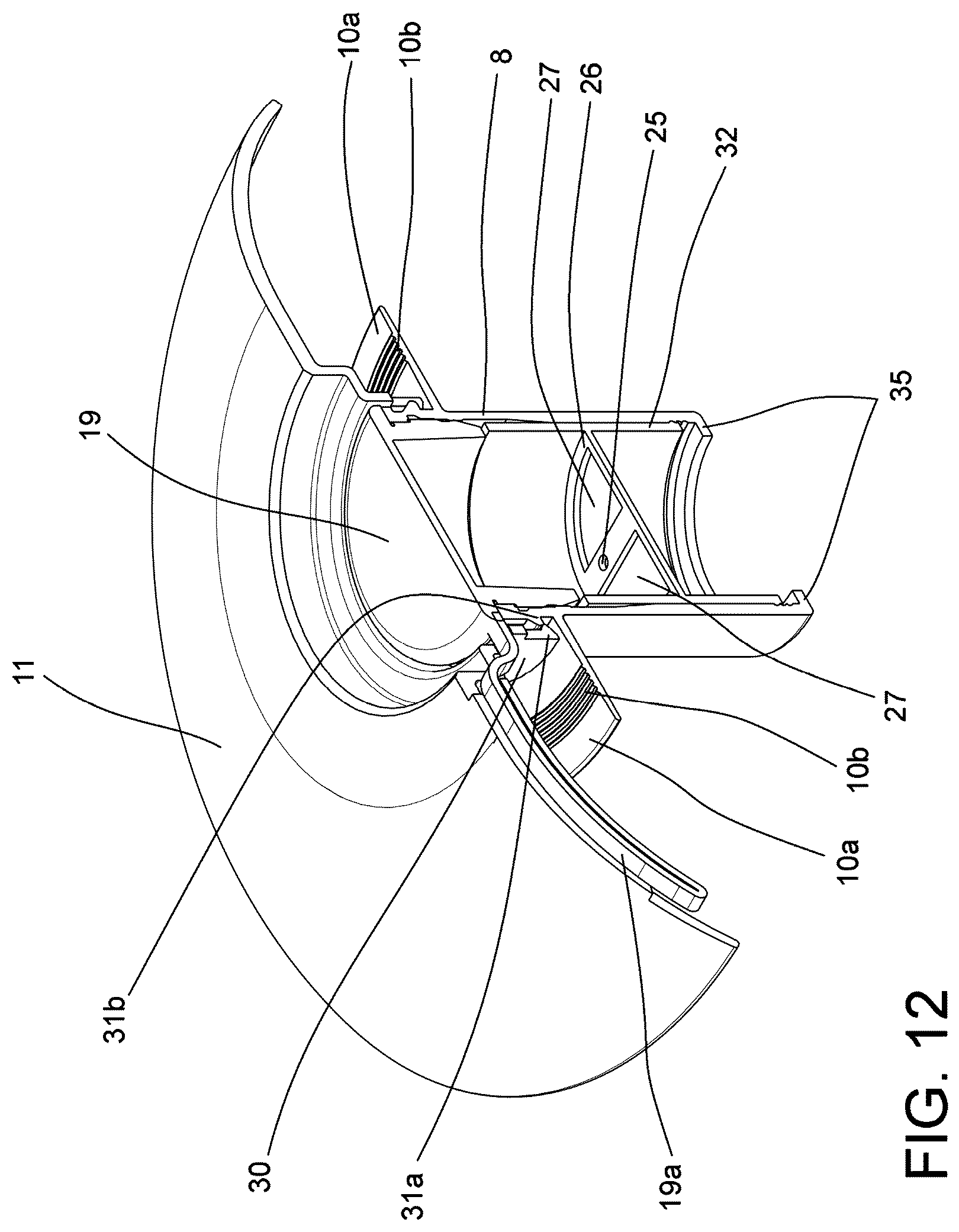 Patent US11814240 Figure 11 – Valve for injecting and/or extracting fluid for a wholesale merchandise container and container and method for treating and/or storing wholesale merchandise by means of said valve