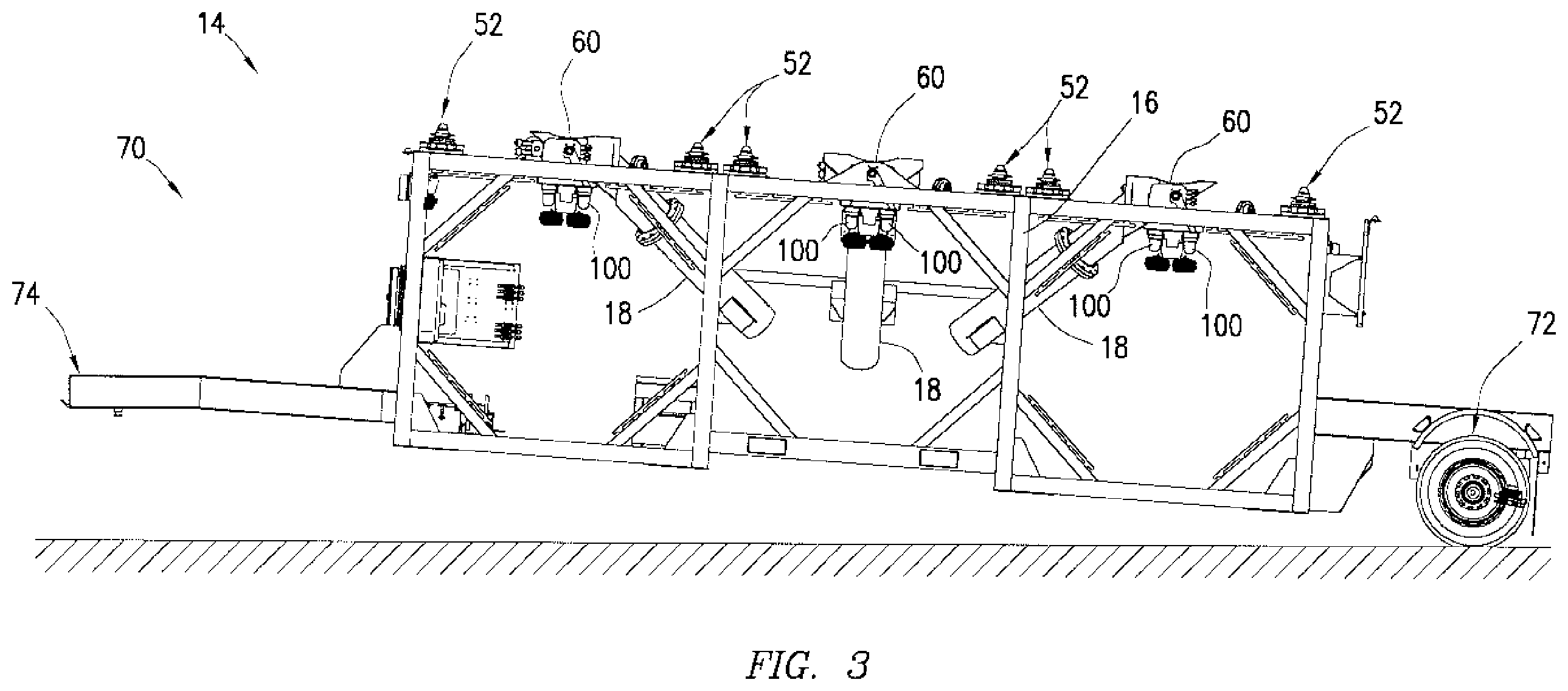 Patent US11814242 Figure 3 – Mobile support structure for bulk material containers