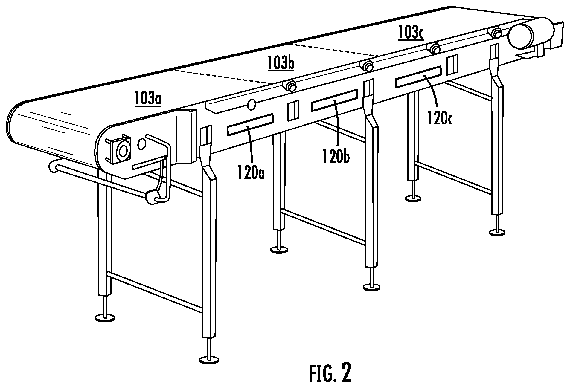 Patent US11814248 Figure 2 – Methods, apparatuses, and systems for automatically detecting objects within a conveyor zone