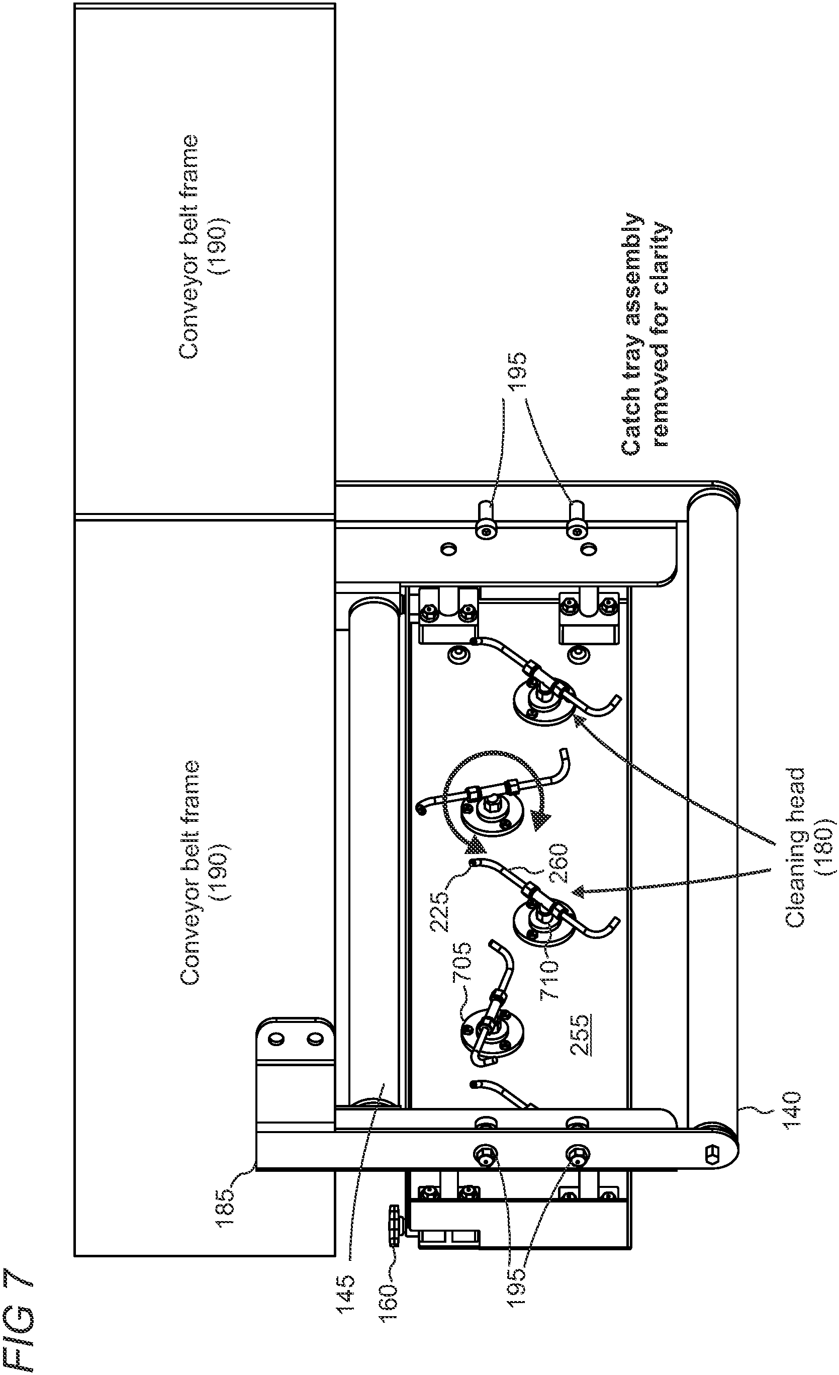 Patent US11814250 Figure 7 – Air-powered conveyor belt cleaner for small debris and particles