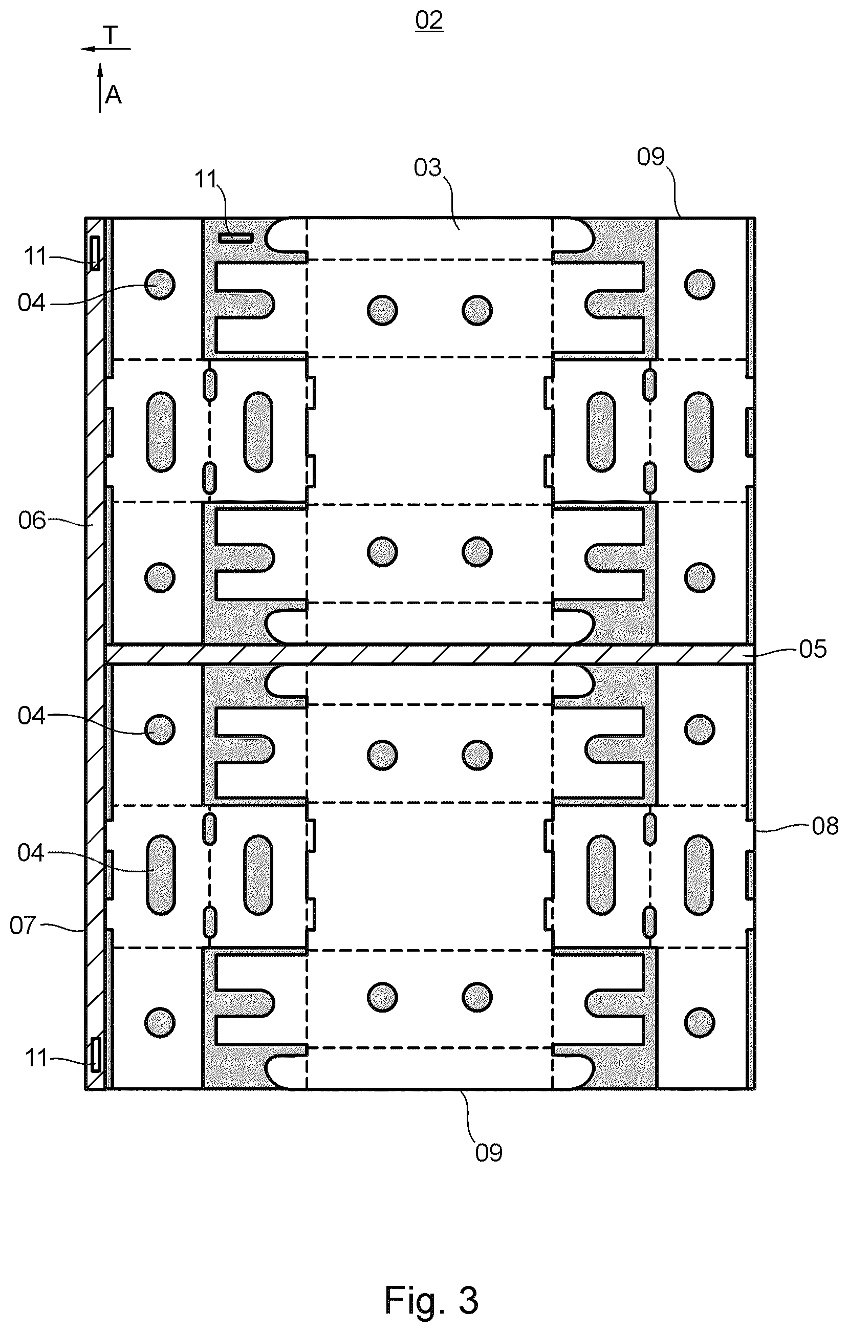 Patent US11814254 Figure 3 – Die-cutting machine comprising a transport system configured as a chain gripper system and method for opening at least one holding element