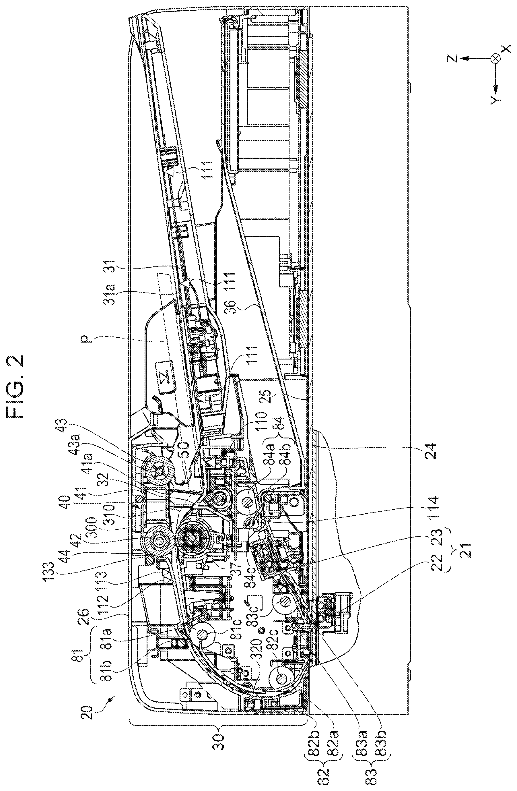 Patent US11814255 Figure 2 – Medium-transporting device and image reading apparatus