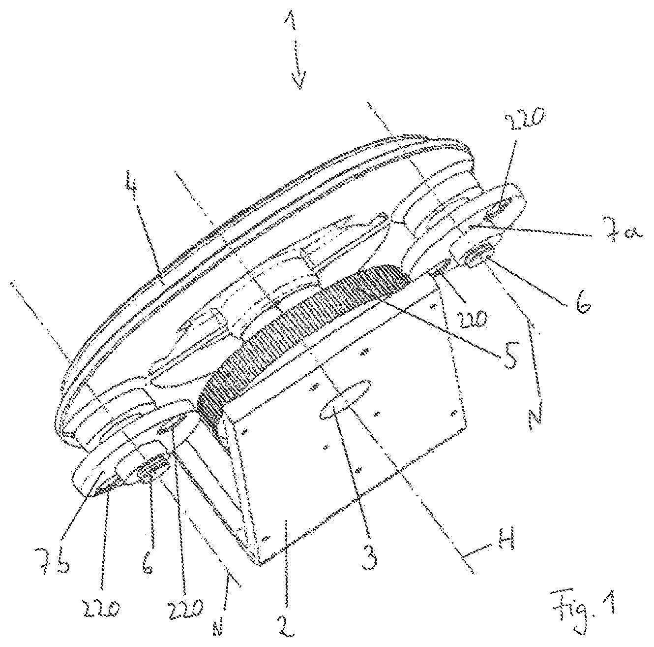 Patent US11814265 Figure 1 – Speed limiter for a lifting gear having brake actuated by centrifugal force