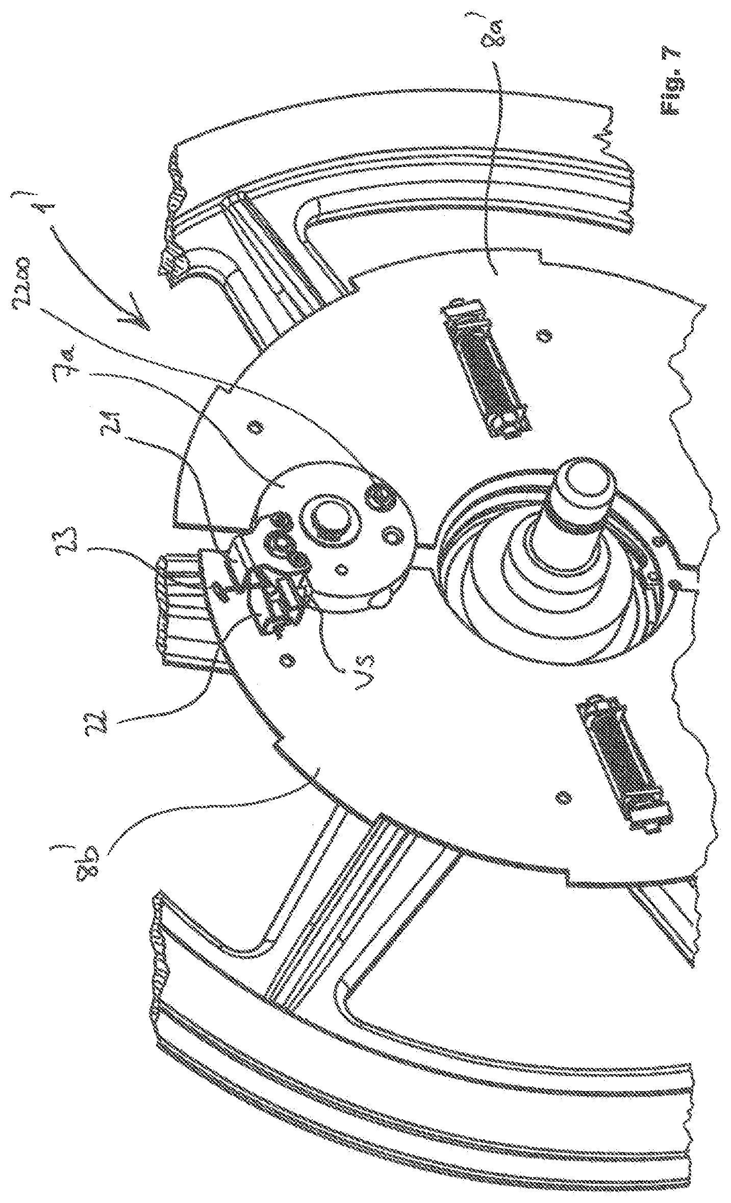 Patent US11814265 Figure 8 – Speed limiter for a lifting gear having brake actuated by centrifugal force