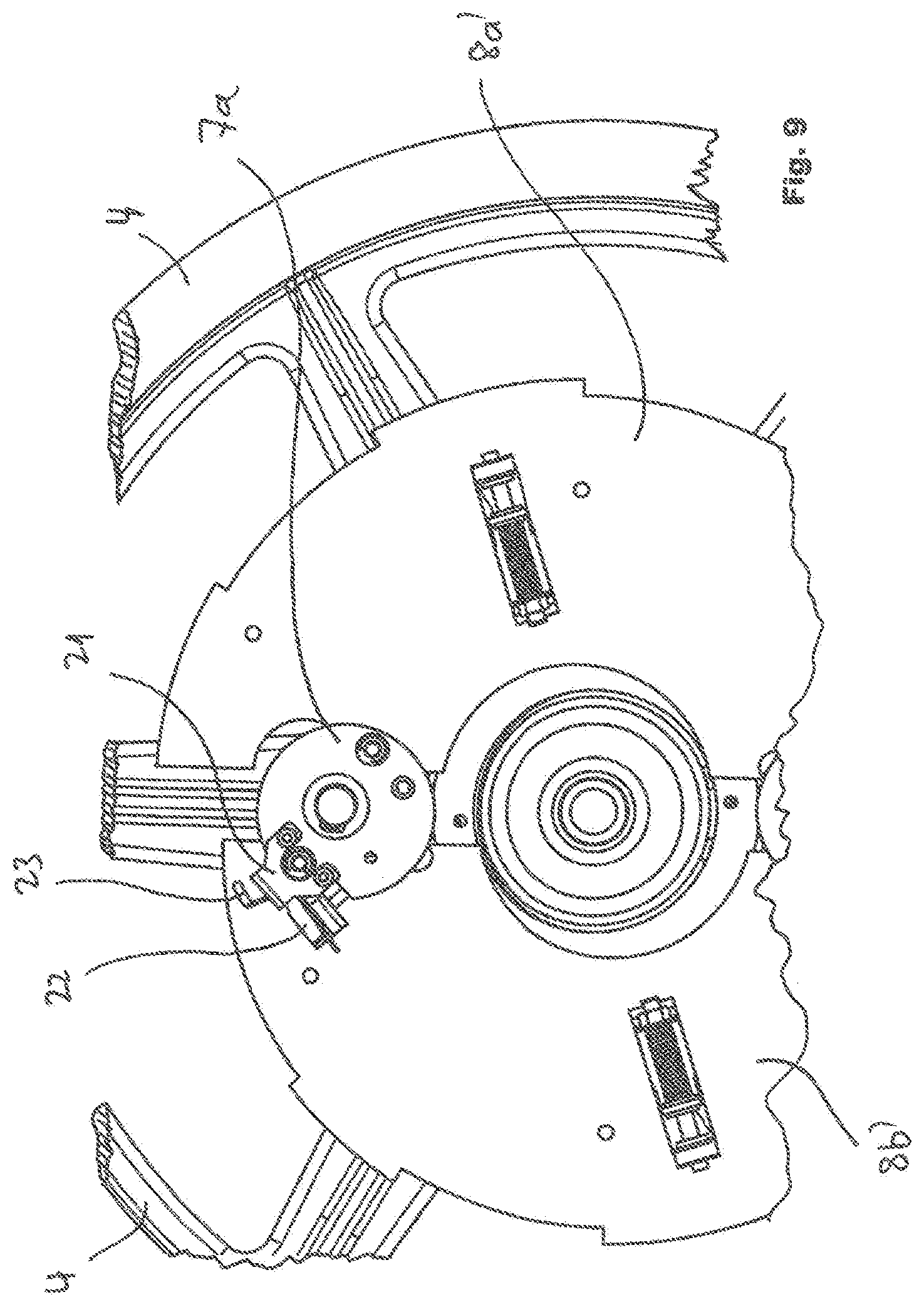 Patent US11814265 Figure 10 – Speed limiter for a lifting gear having brake actuated by centrifugal force