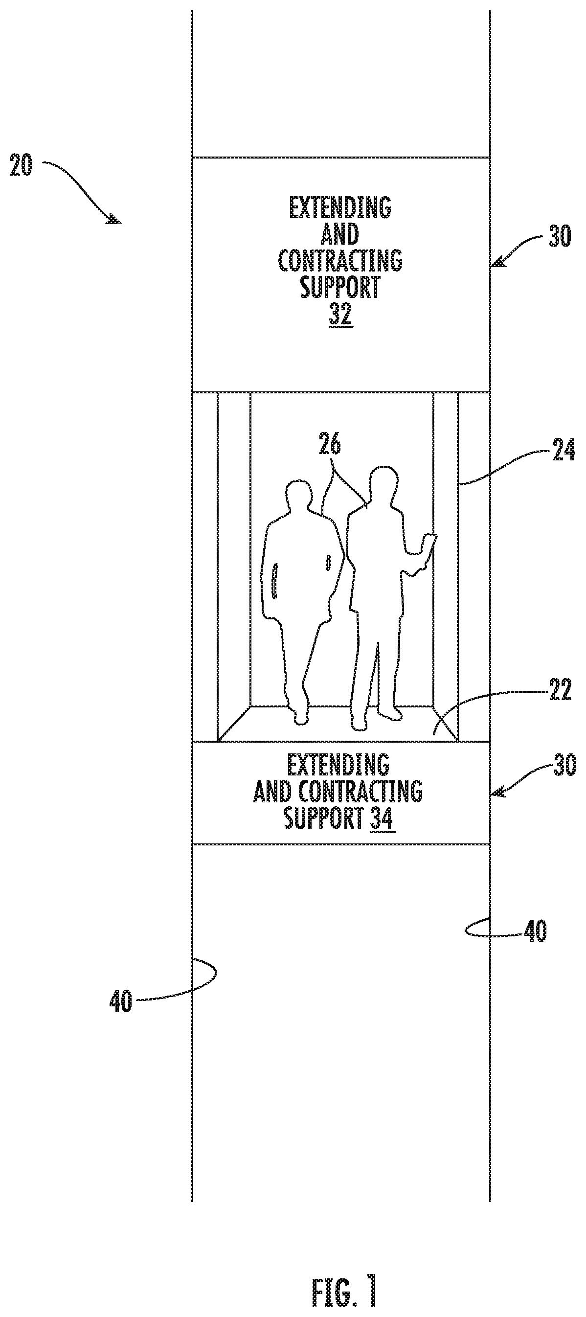 Patent US11814266 — Self-climbing self-locking elevator — Figure 1