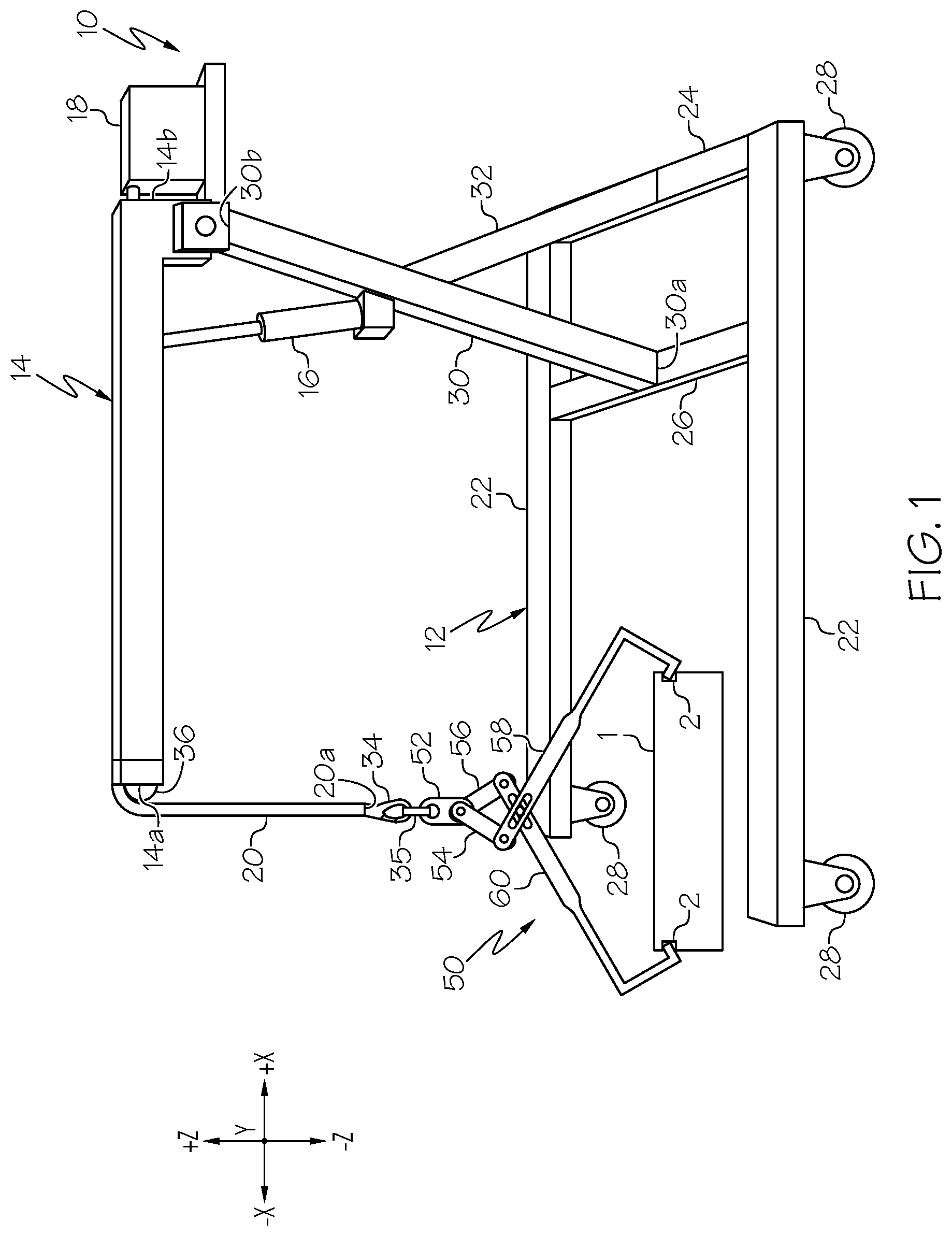 Patent US11814268 Figure 1 – Component lifts having support assemblies