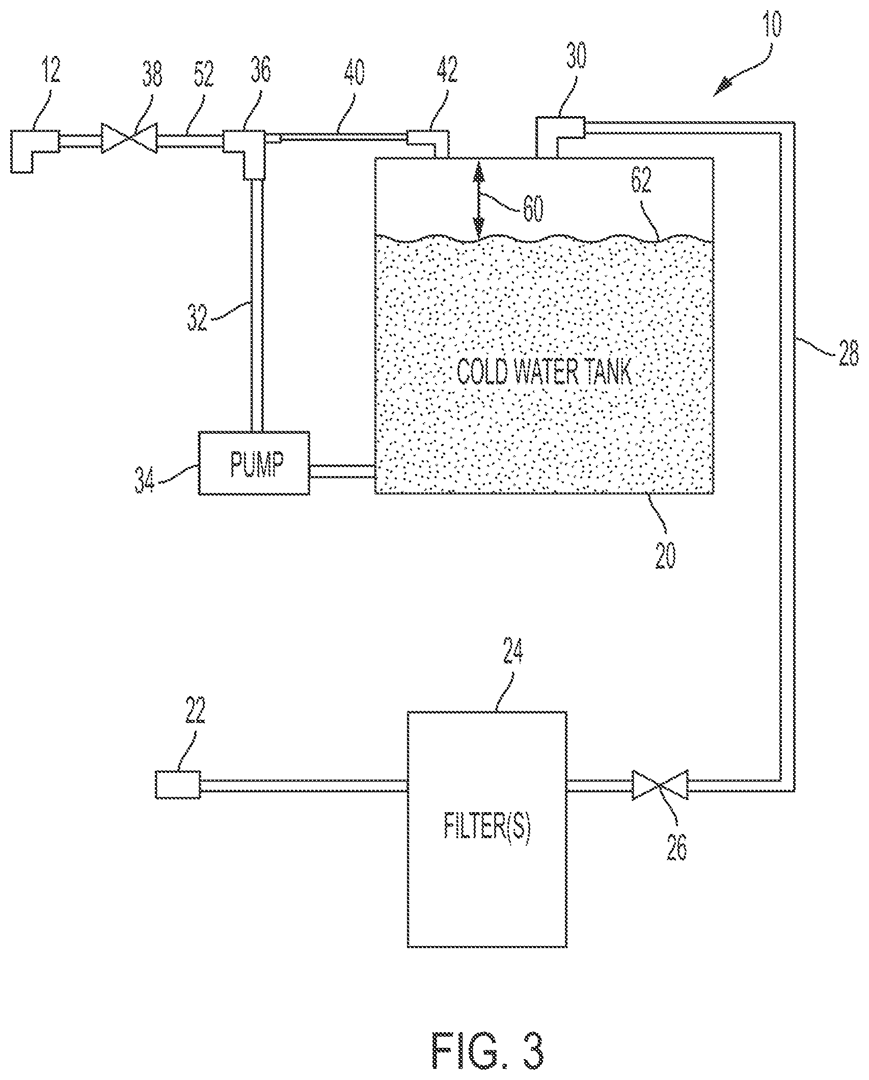 Patent US11814279 Figure 3 – Water dispensing line recirculation