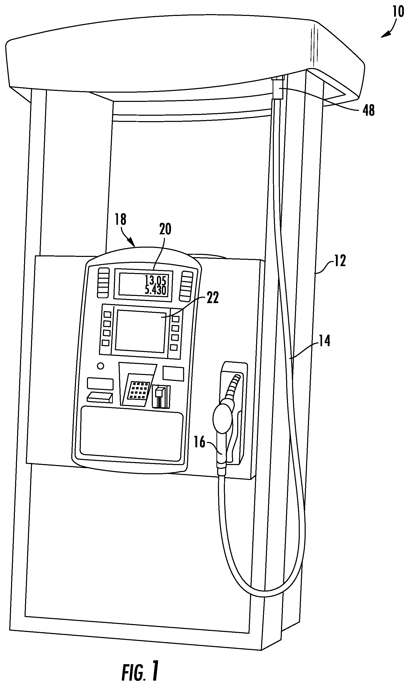 Patent US11814282 Figure 1 – Fuel dispenser with fraud resistant flow control valve
