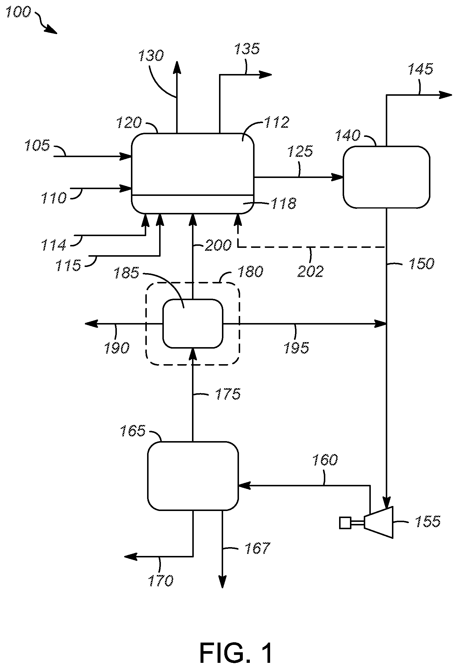 Patent US11814287 Figure 1 – Method of producing a hydrogen-enriched product and recovering CO 2 in a hydrogen production process unit
