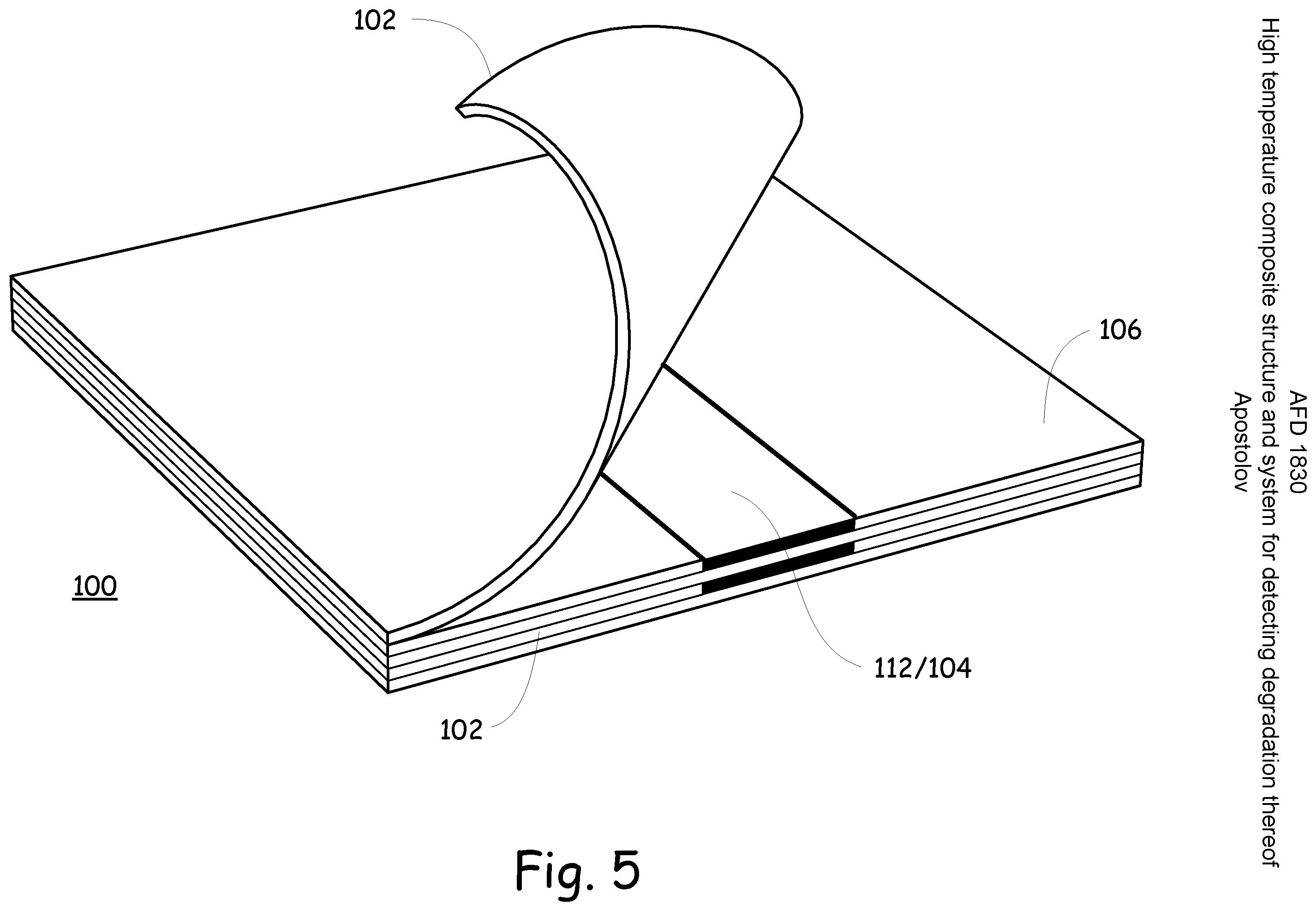 Patent US11814323 Figure 5 – High temperature composite structure and system for detecting degradation thereof