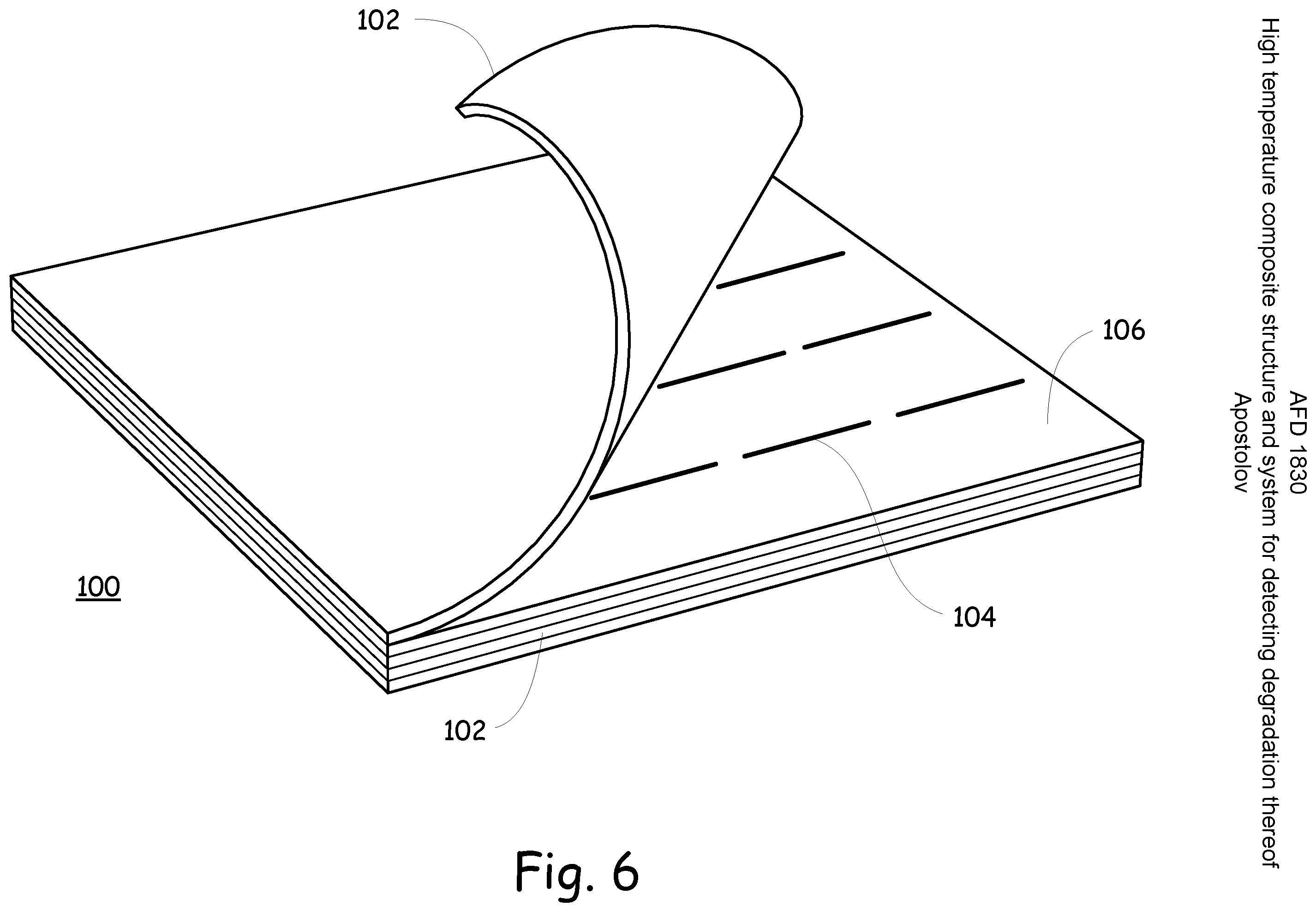 Patent US11814323 Figure 6 – High temperature composite structure and system for detecting degradation thereof