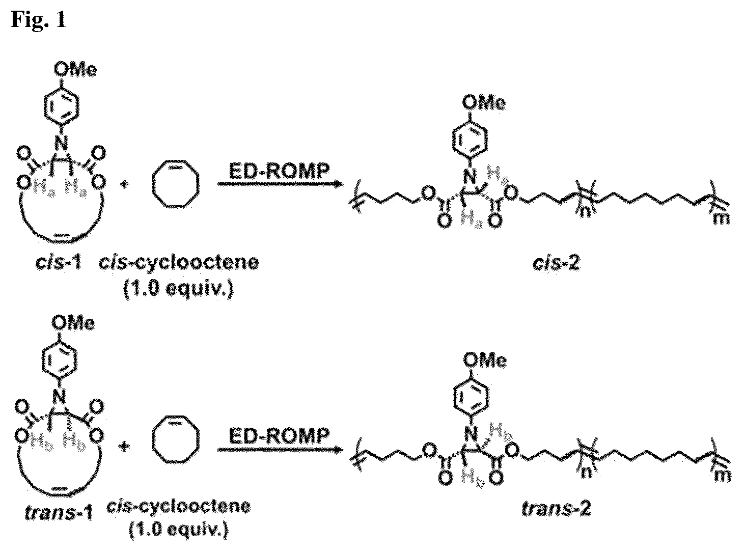 Patent US11814452 Figure 1 – Aziridine polymers whose chemical structural changes are induced by mechanical force