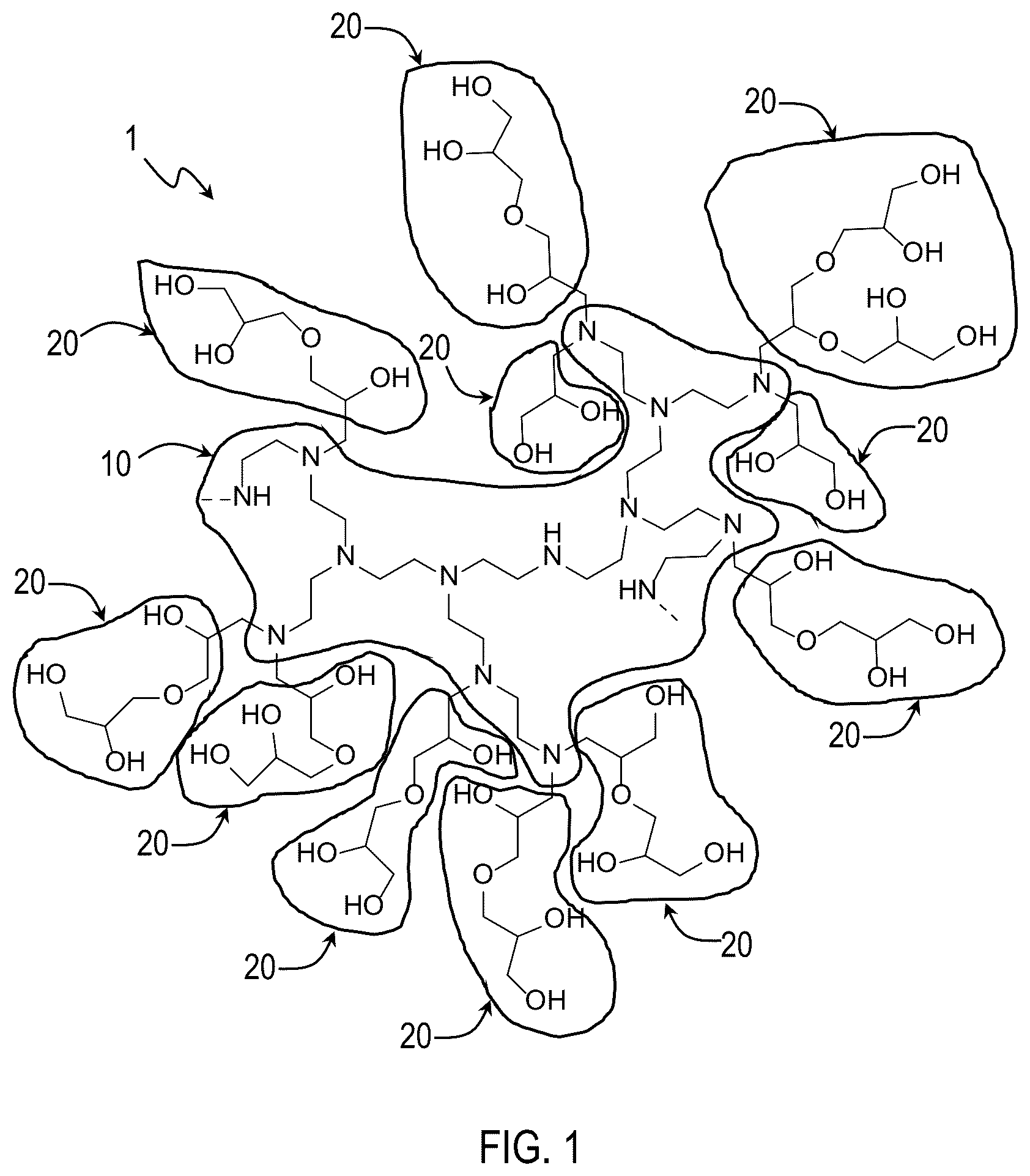 Patent US11814580 Figure 1 – Hyperbranched polymer-based hydraulic fracturing fluid crosslinker