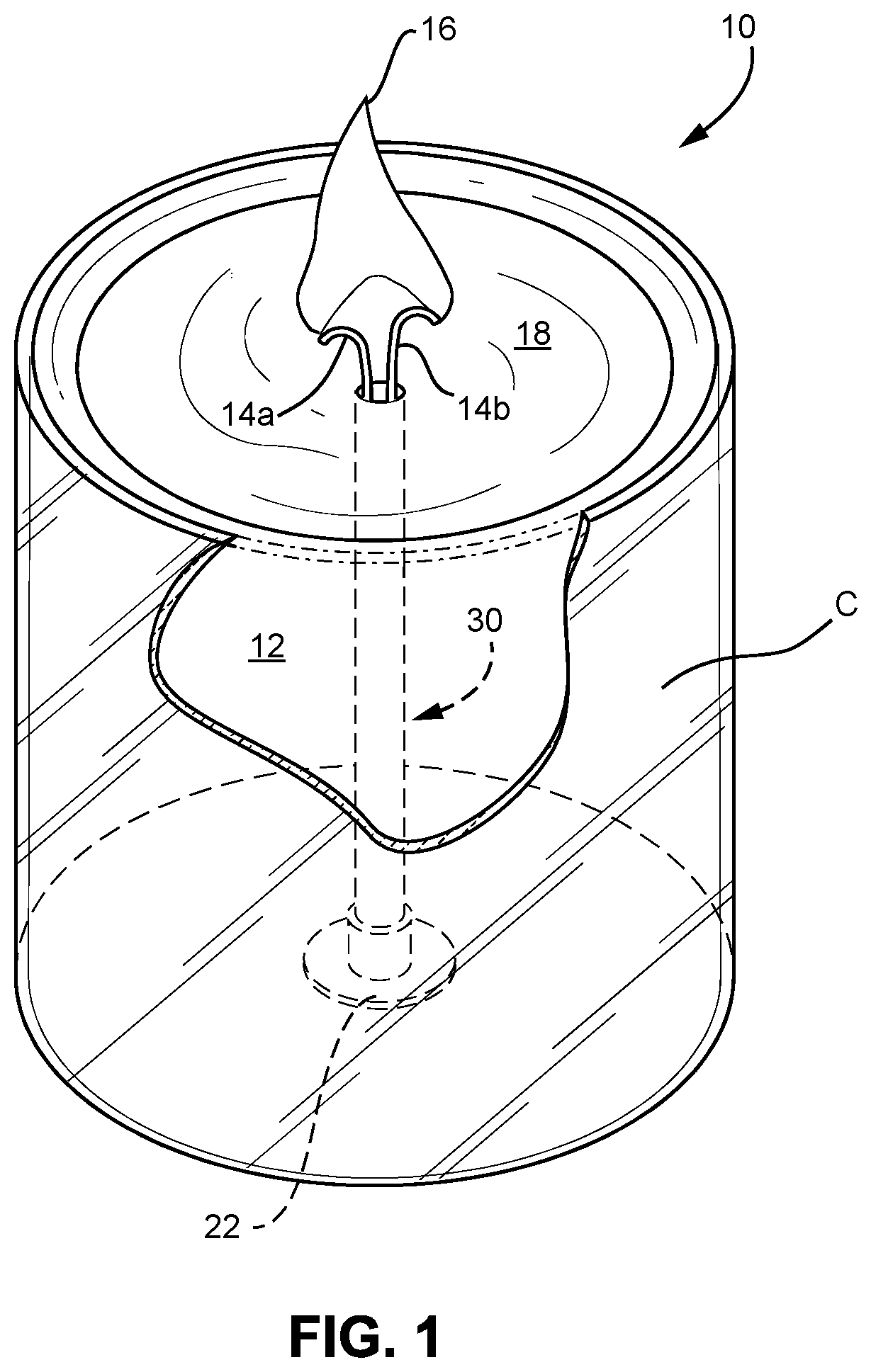 Patent US11814602 Figure 1 – Multiple candle wick assemblies and methods and apparatus for making the same