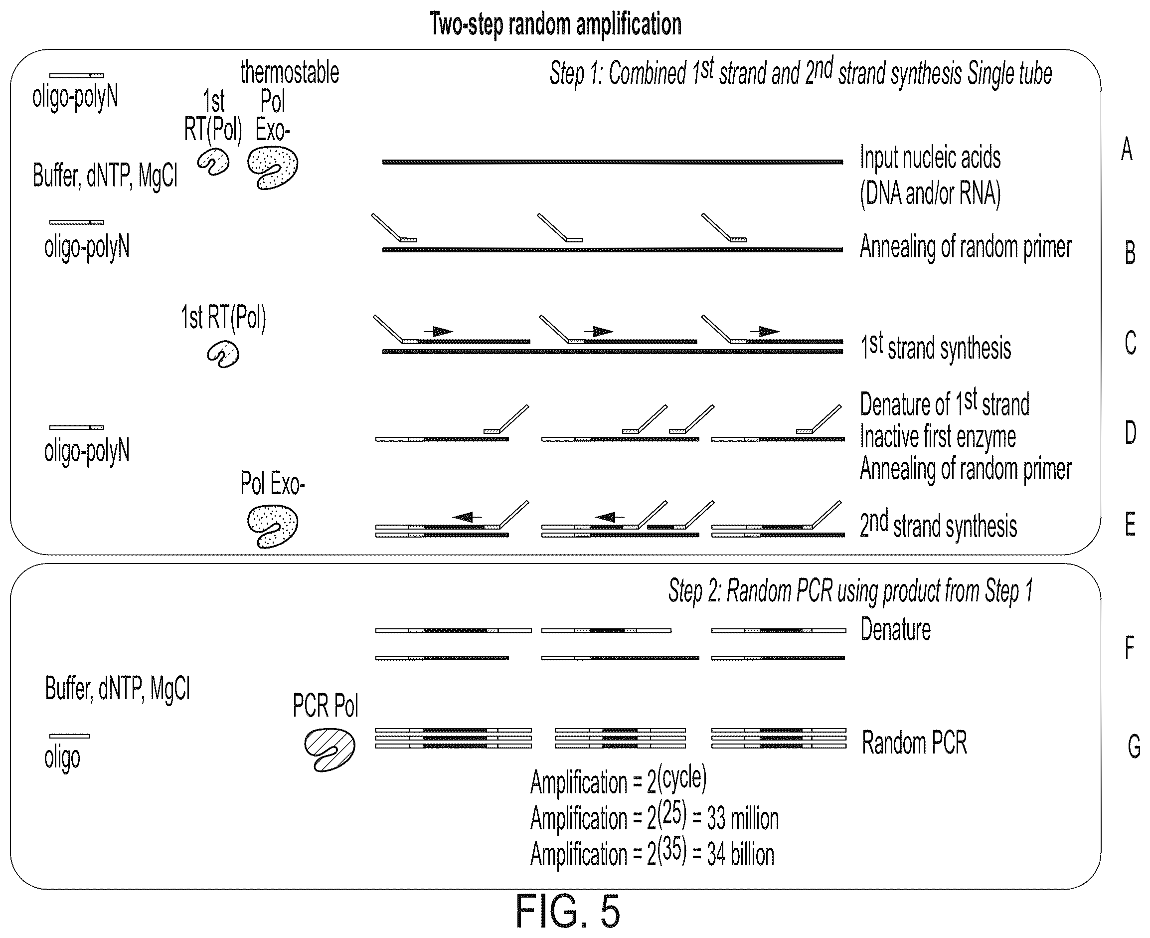 Patent US11814674 Figure 6 – Random amplification methods for extremely low input nucleic acids