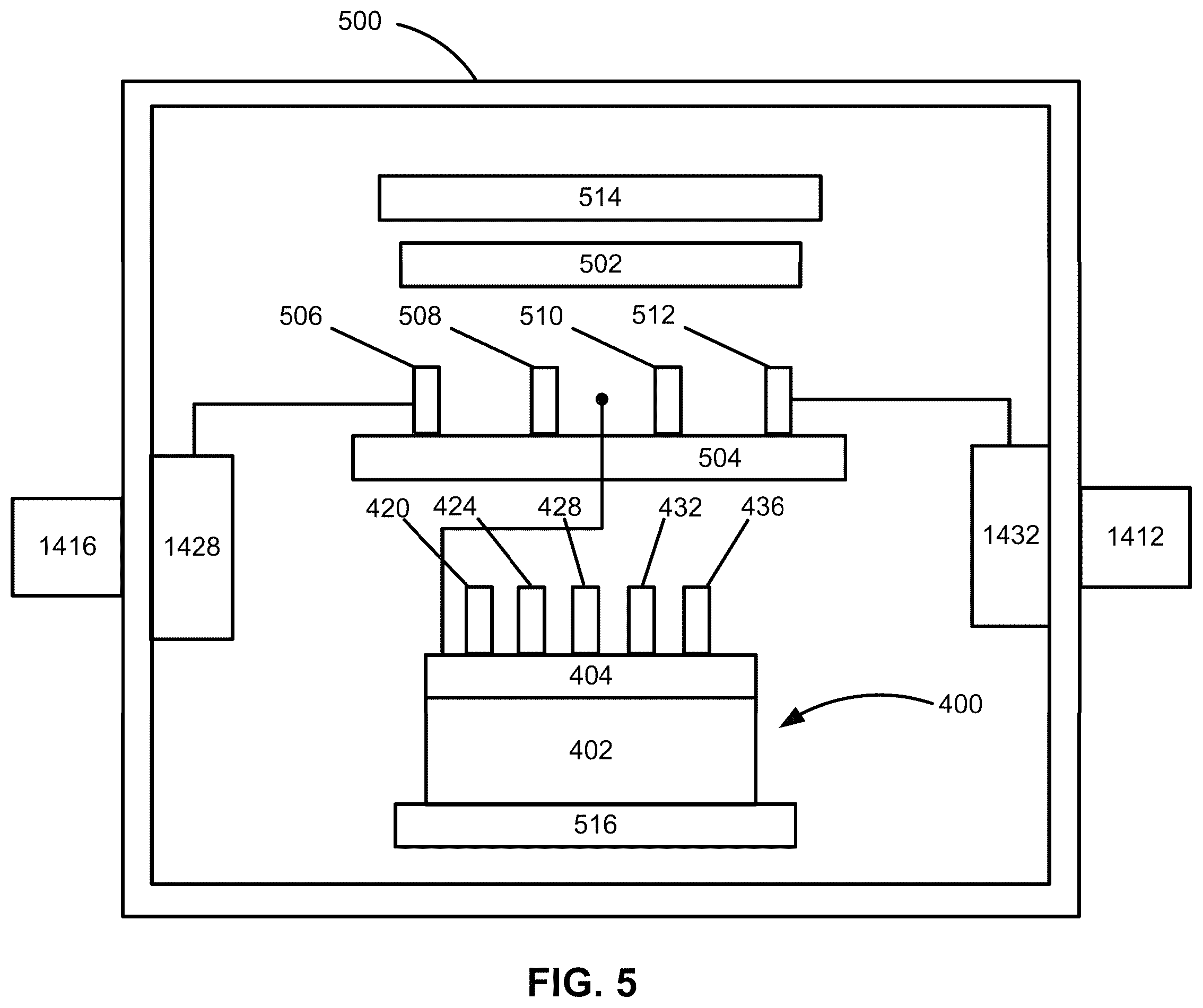 Patent US11814747 Figure 5 – Gas-phase reactor system-with a reaction chamber, a solid precursor source vessel, a gas distribution system, and a flange assembly