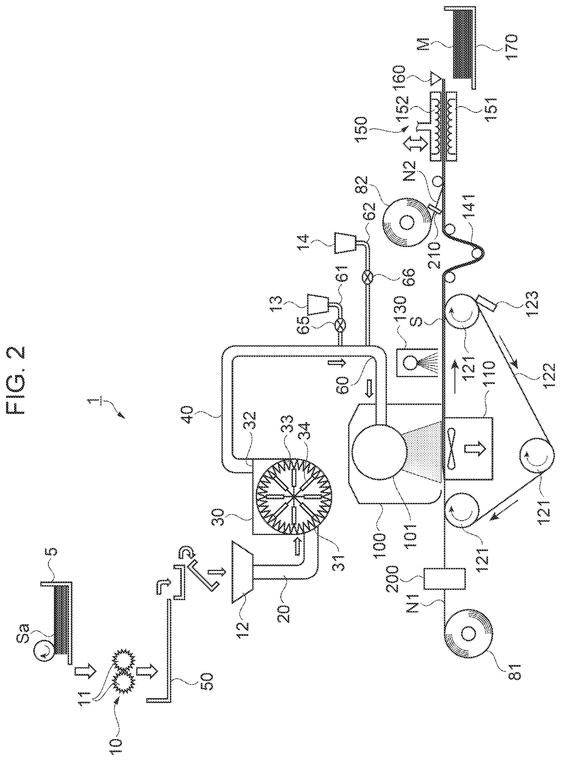 Patent US11814762 Figure 2 – Fiber structure manufacturing apparatus, fiber structure manufacturing method, and fiber structure
