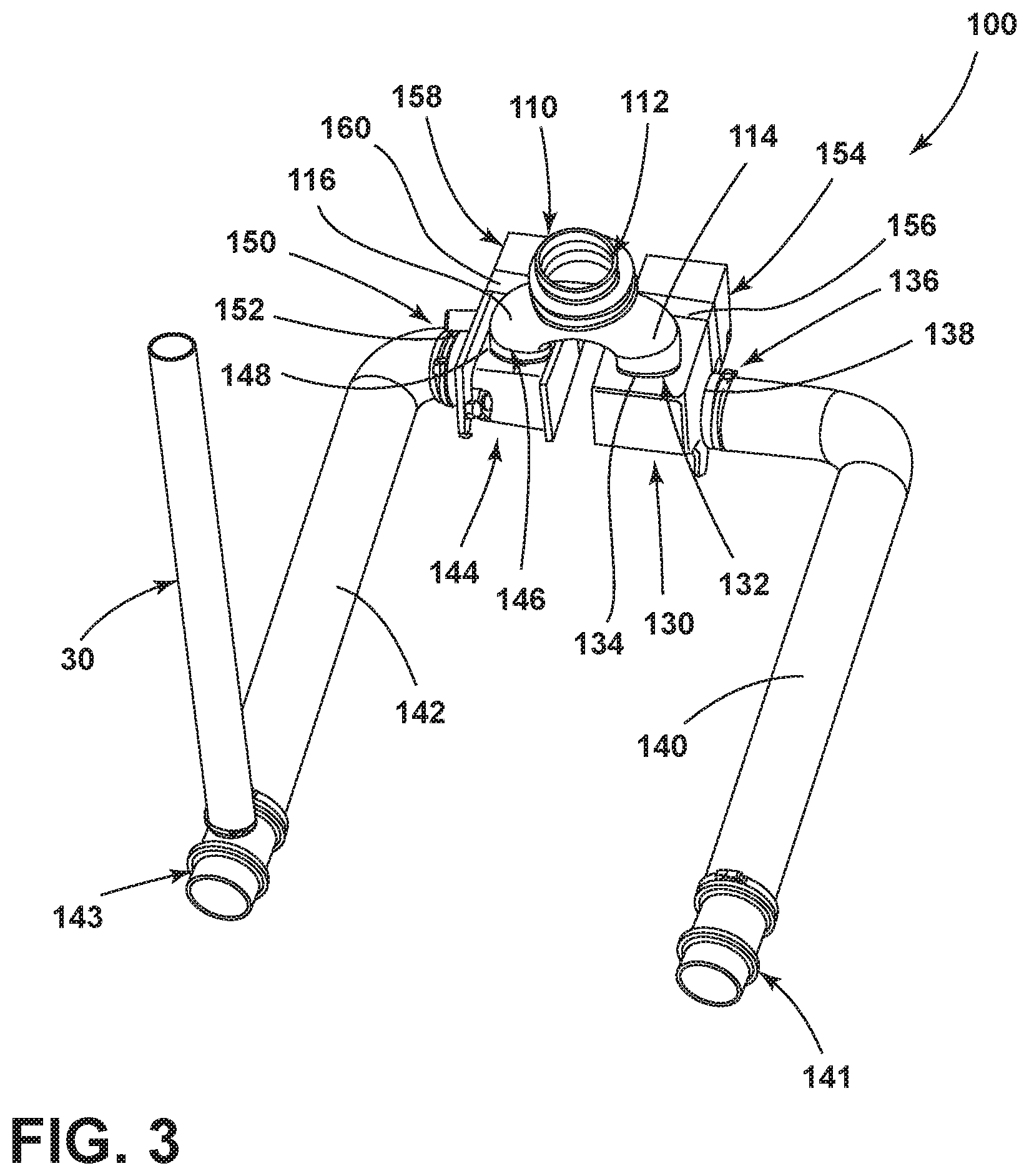 Patent US11814768 Figure 3 – Dual drain system with Y-hose