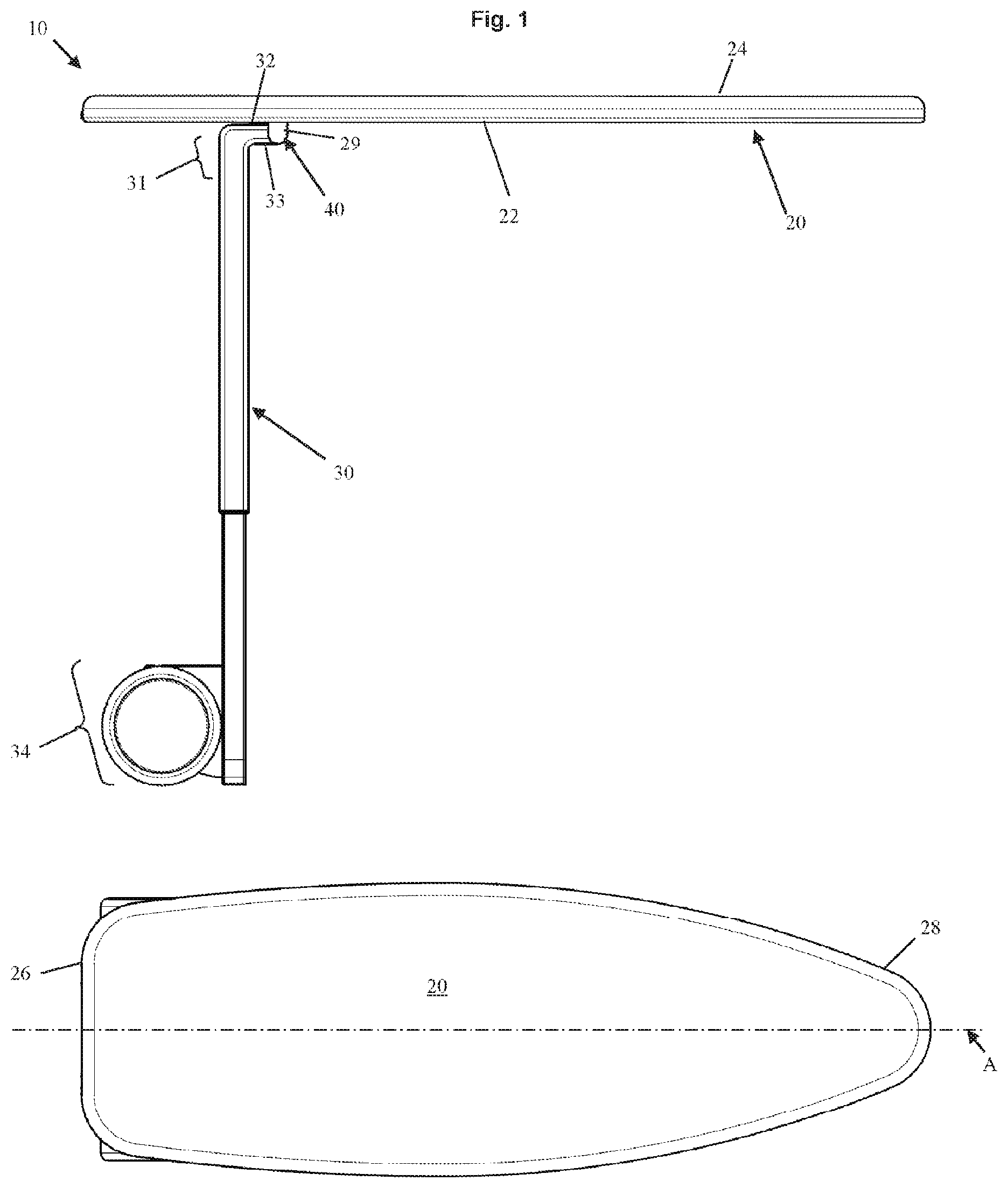 Patent US11814769 Figure 1 – Ironing board