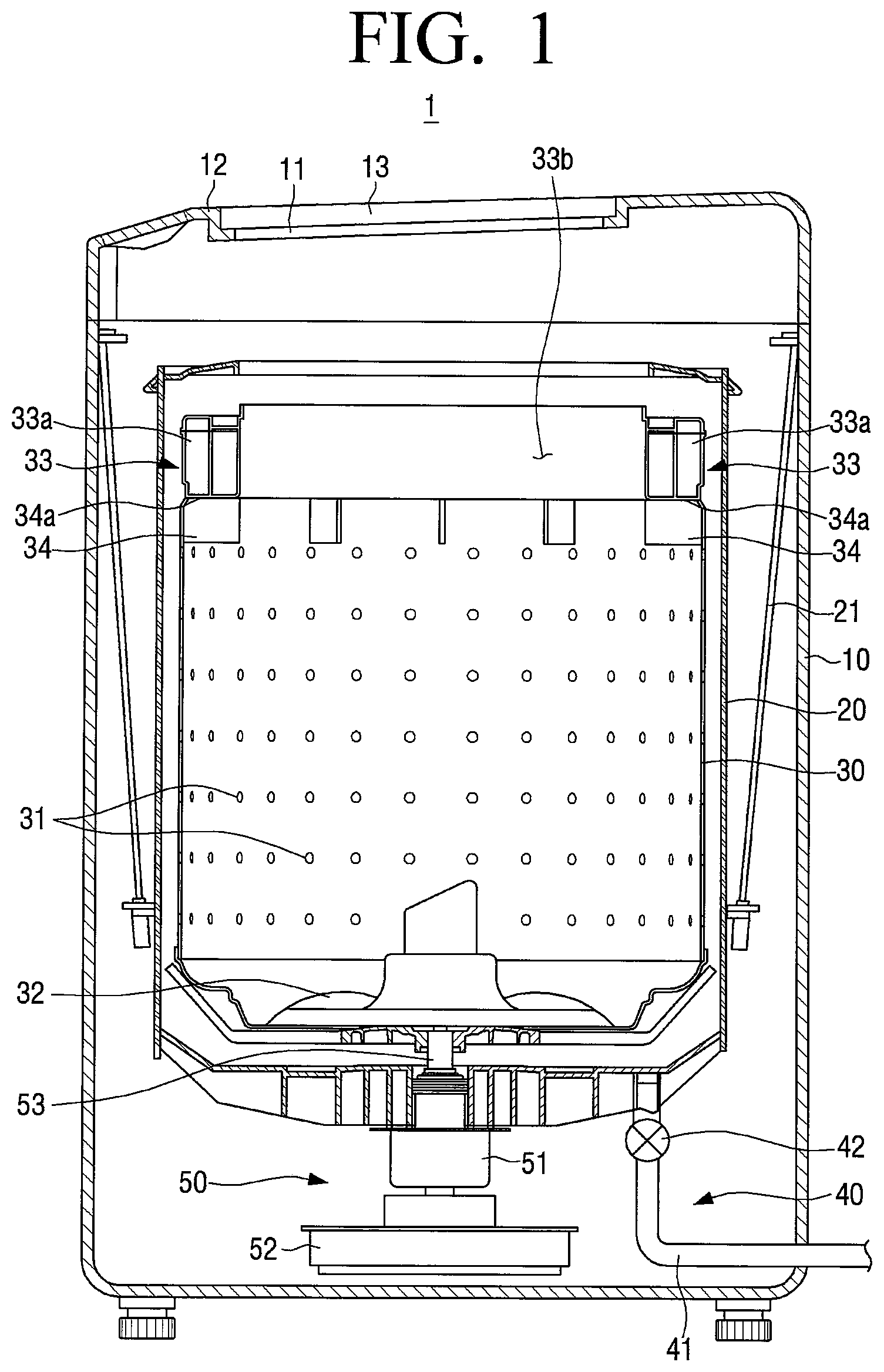 Patent US11814773 Figure 1 – Washing machine