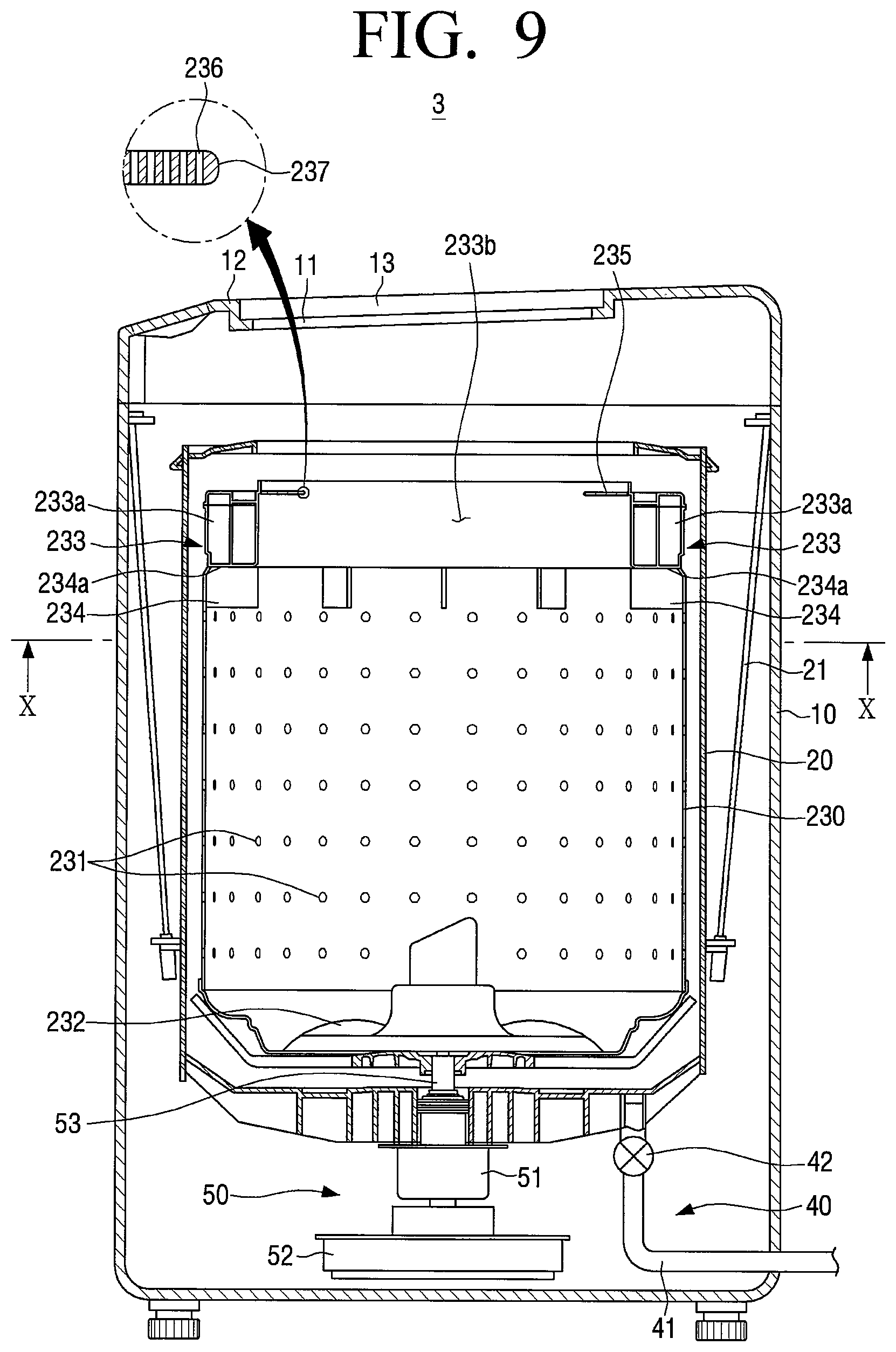 Patent US11814773 Figure 9 – Washing machine