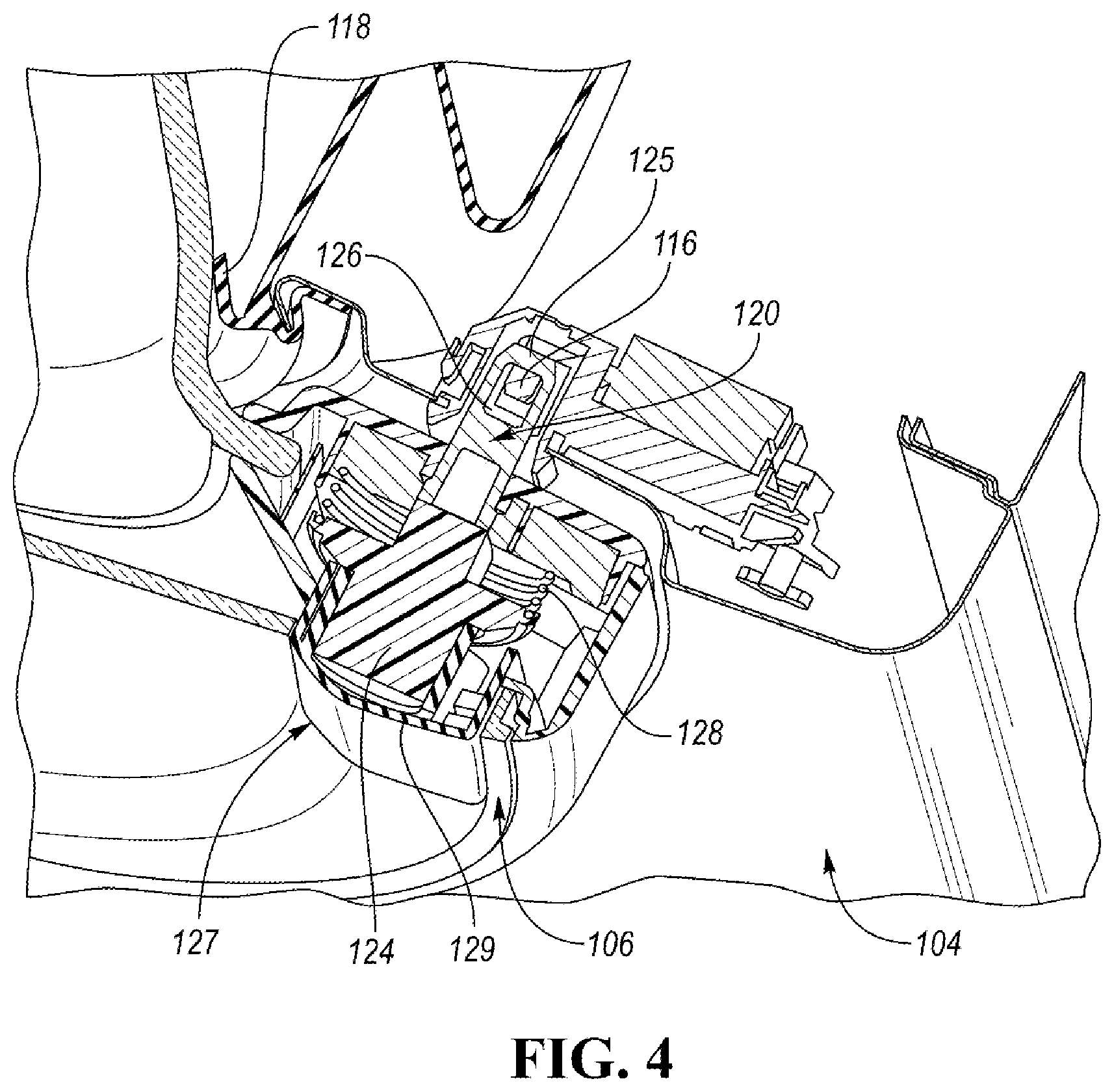 Patent US11814778 Figure 4 – Venting latch assembly for front-loading washing machine