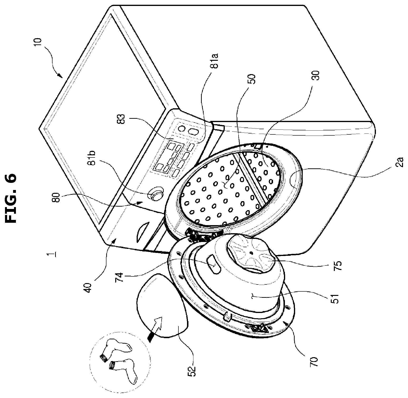 Patent US11814779 Figure 6 – Washing machine
