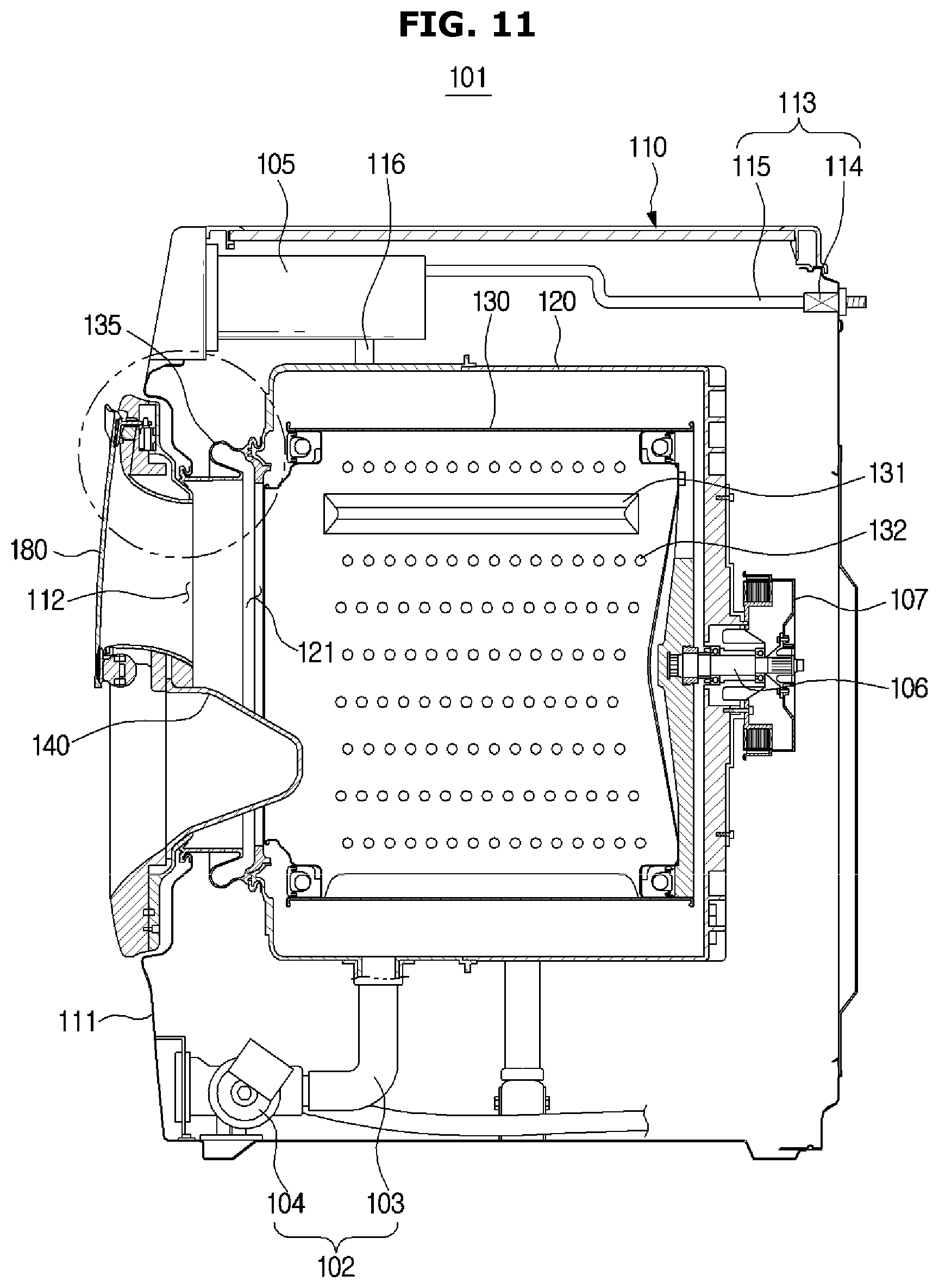 Patent US11814779 Figure 11 – Washing machine