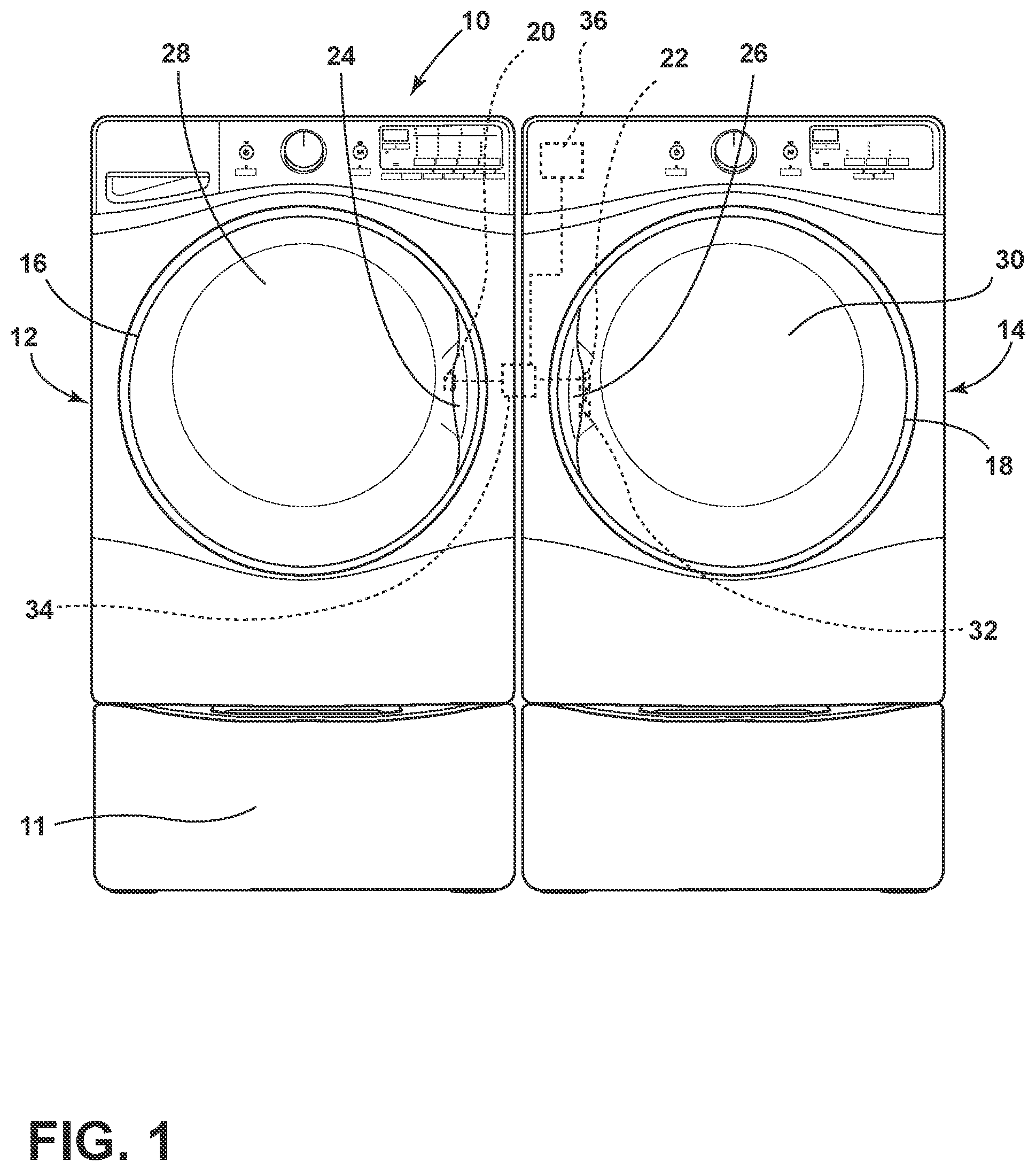 Patent US11814781 Figure 1 – Heater and control scheme for multi-compartment dryer