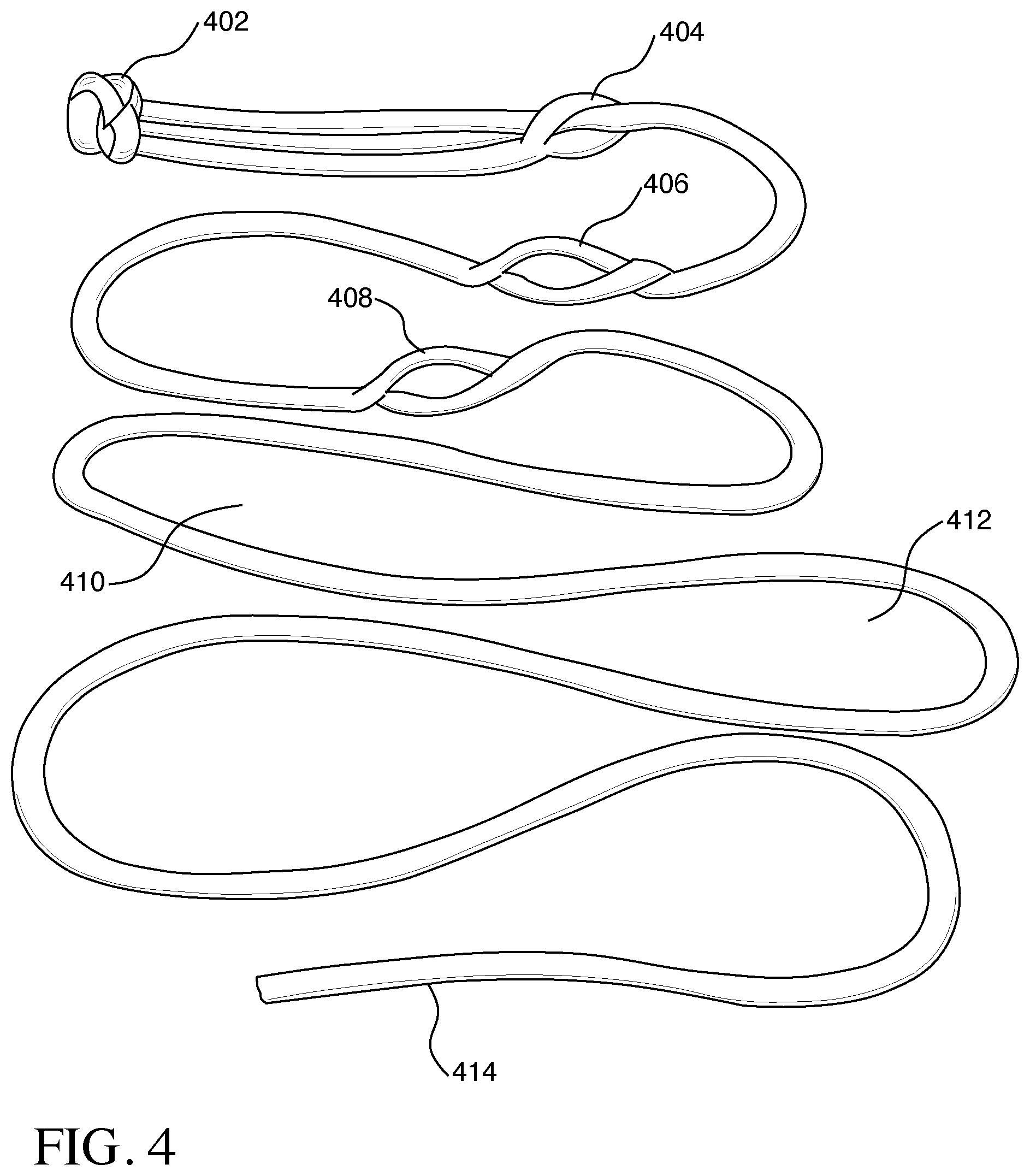 Patent US11814789 Figure 4 – Safe metal free and hookless winch rope