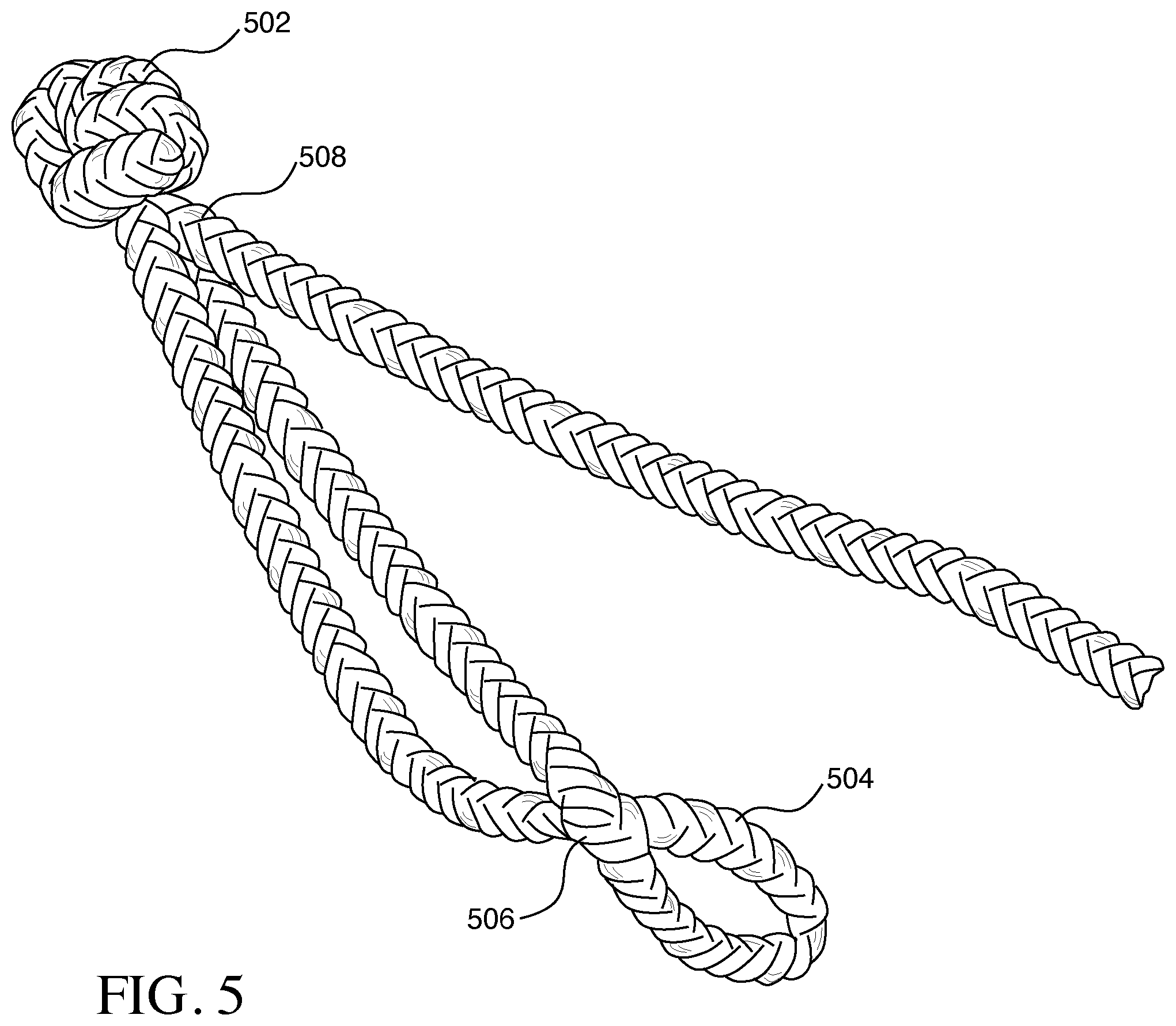 Patent US11814789 Figure 5 – Safe metal free and hookless winch rope