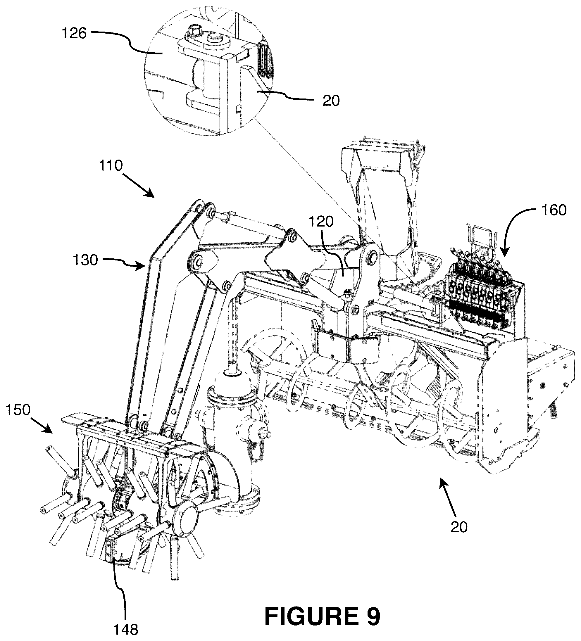 Patent US11814799 Figure 9 – Fire hydrant sweeping machine