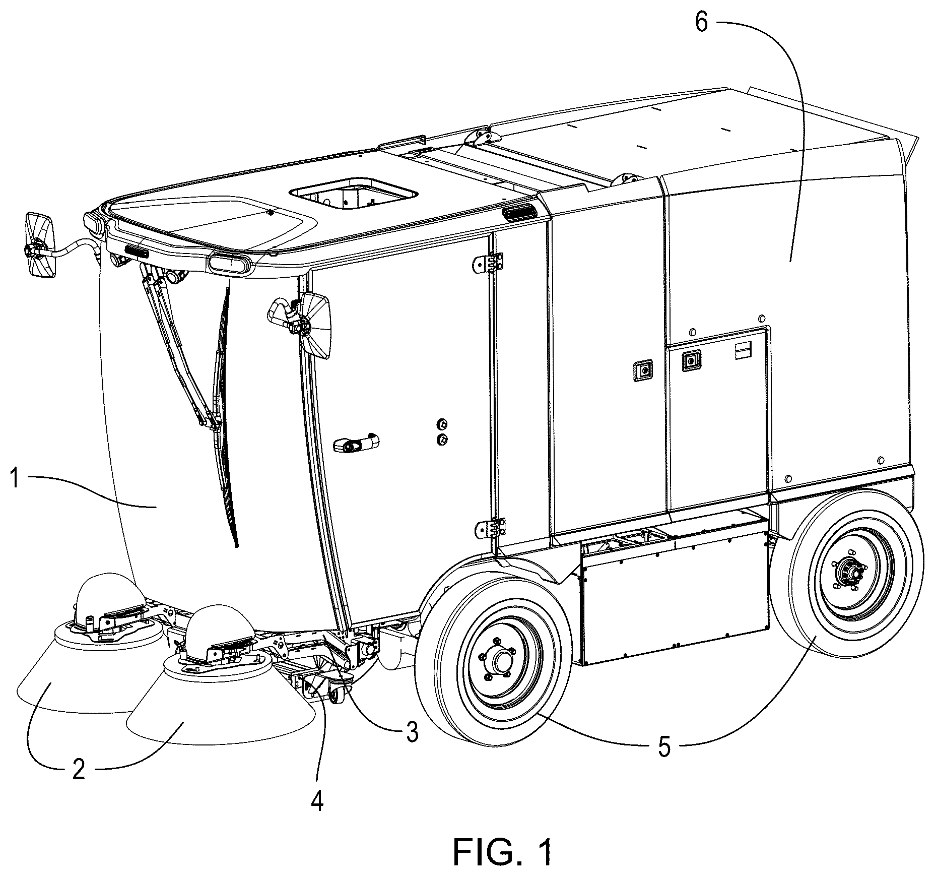Patent US11814800 Figure 1 – Street sweeper