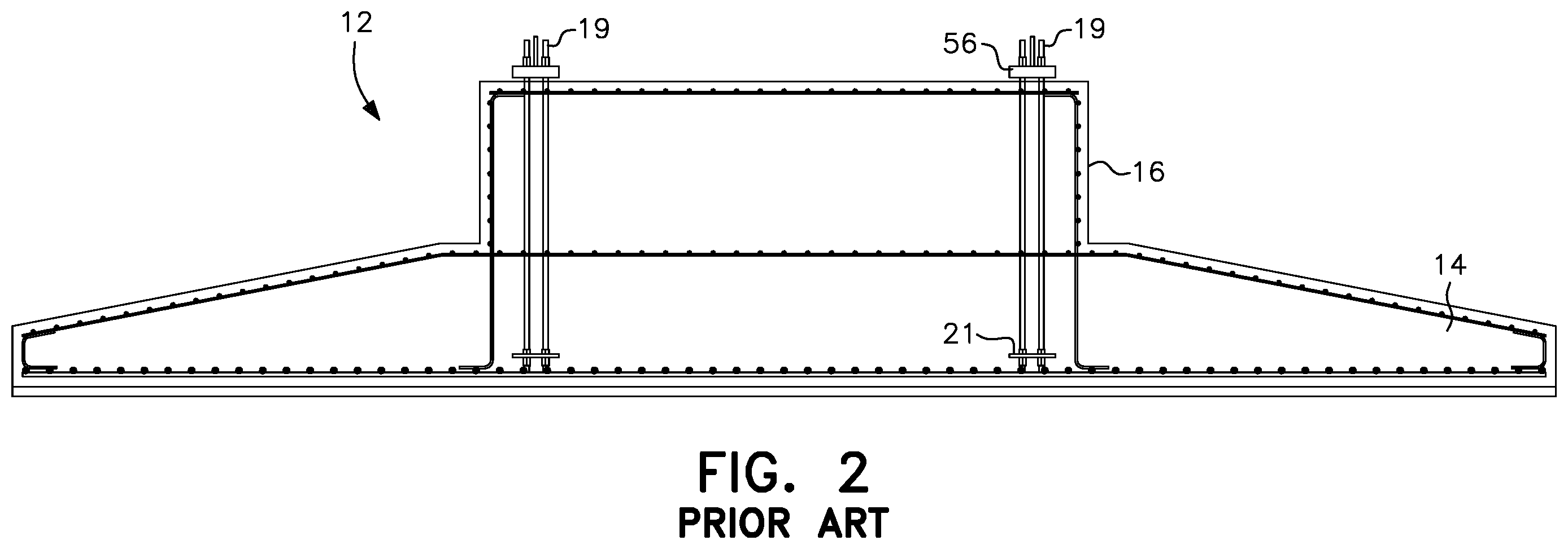 Patent US11814808 Figure 2 – Retrofit reinforcing structure addition and method for wind turbine concrete gravity spread foundations and the like