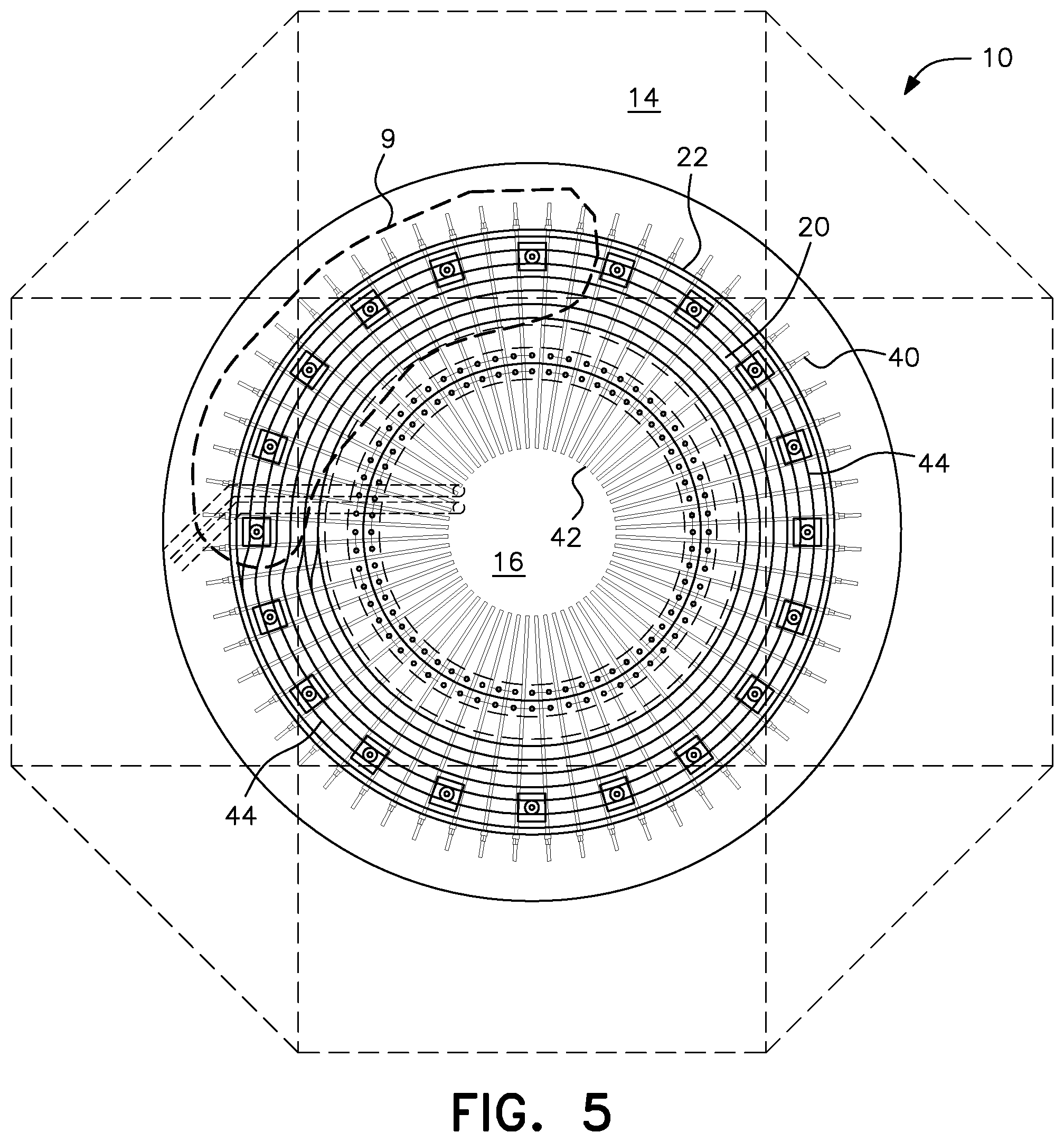 Patent US11814808 Figure 5 – Retrofit reinforcing structure addition and method for wind turbine concrete gravity spread foundations and the like
