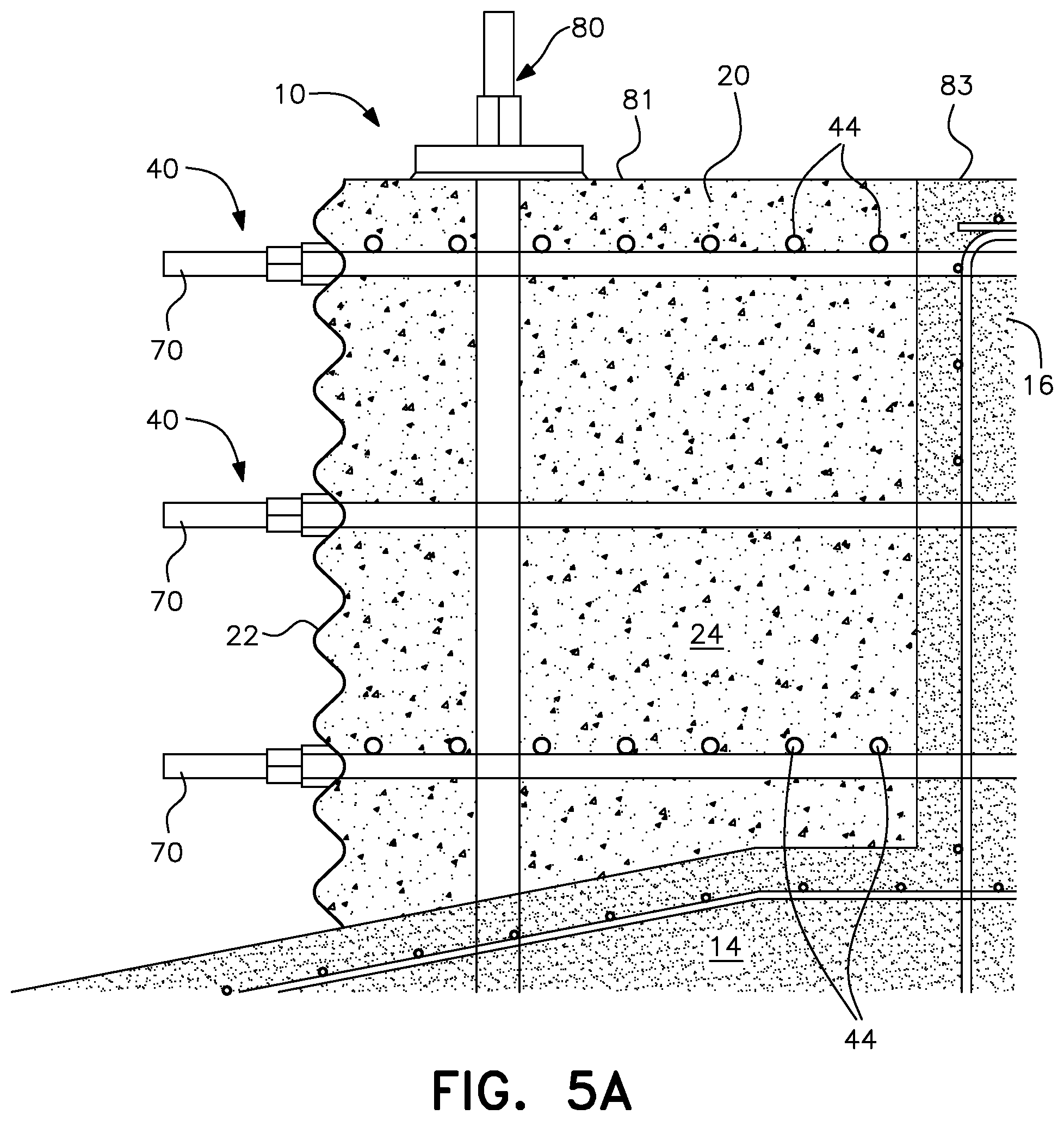 Patent US11814808 Figure 6 – Retrofit reinforcing structure addition and method for wind turbine concrete gravity spread foundations and the like