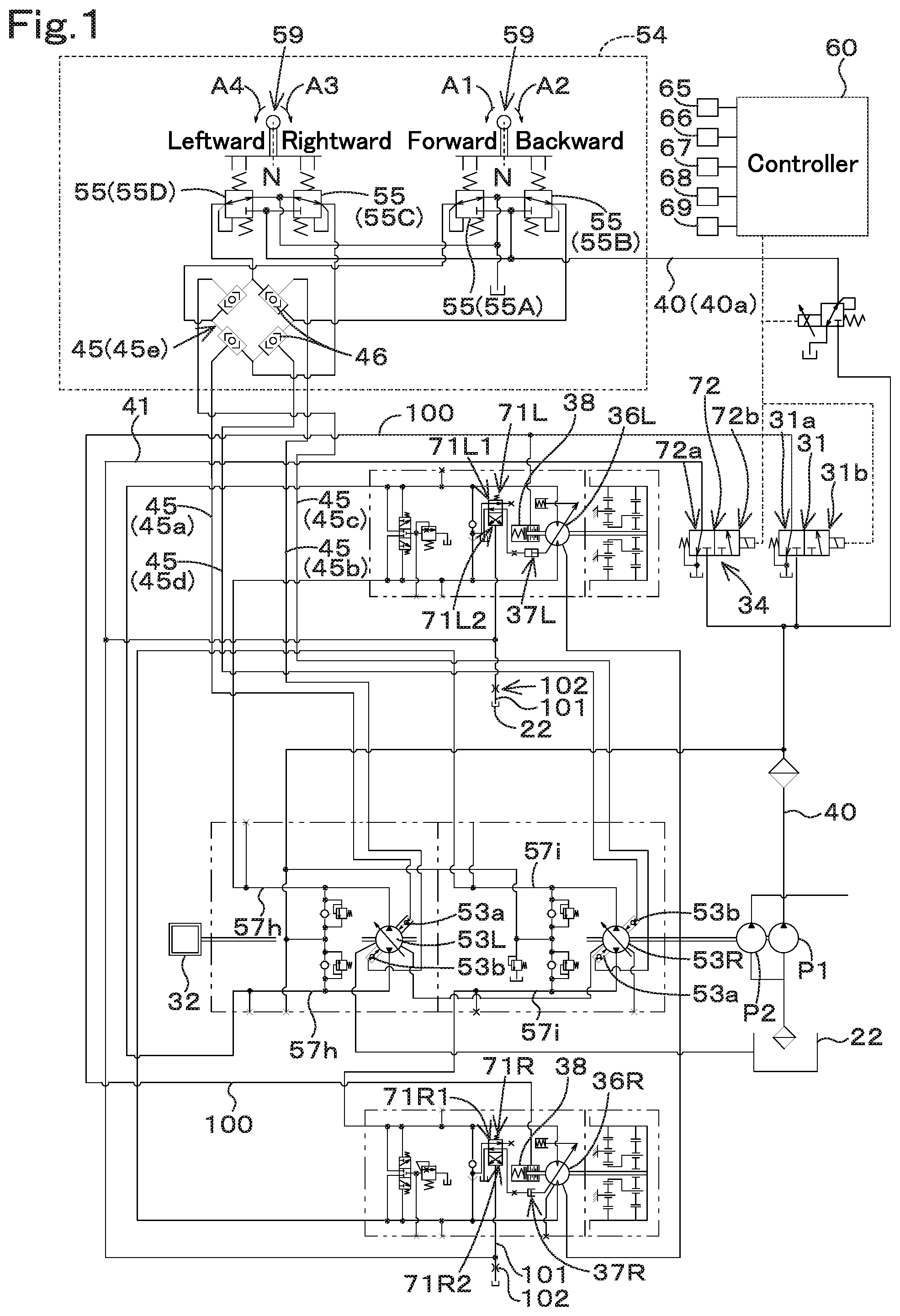 Patent US11814815 Figure 1 – Working machine