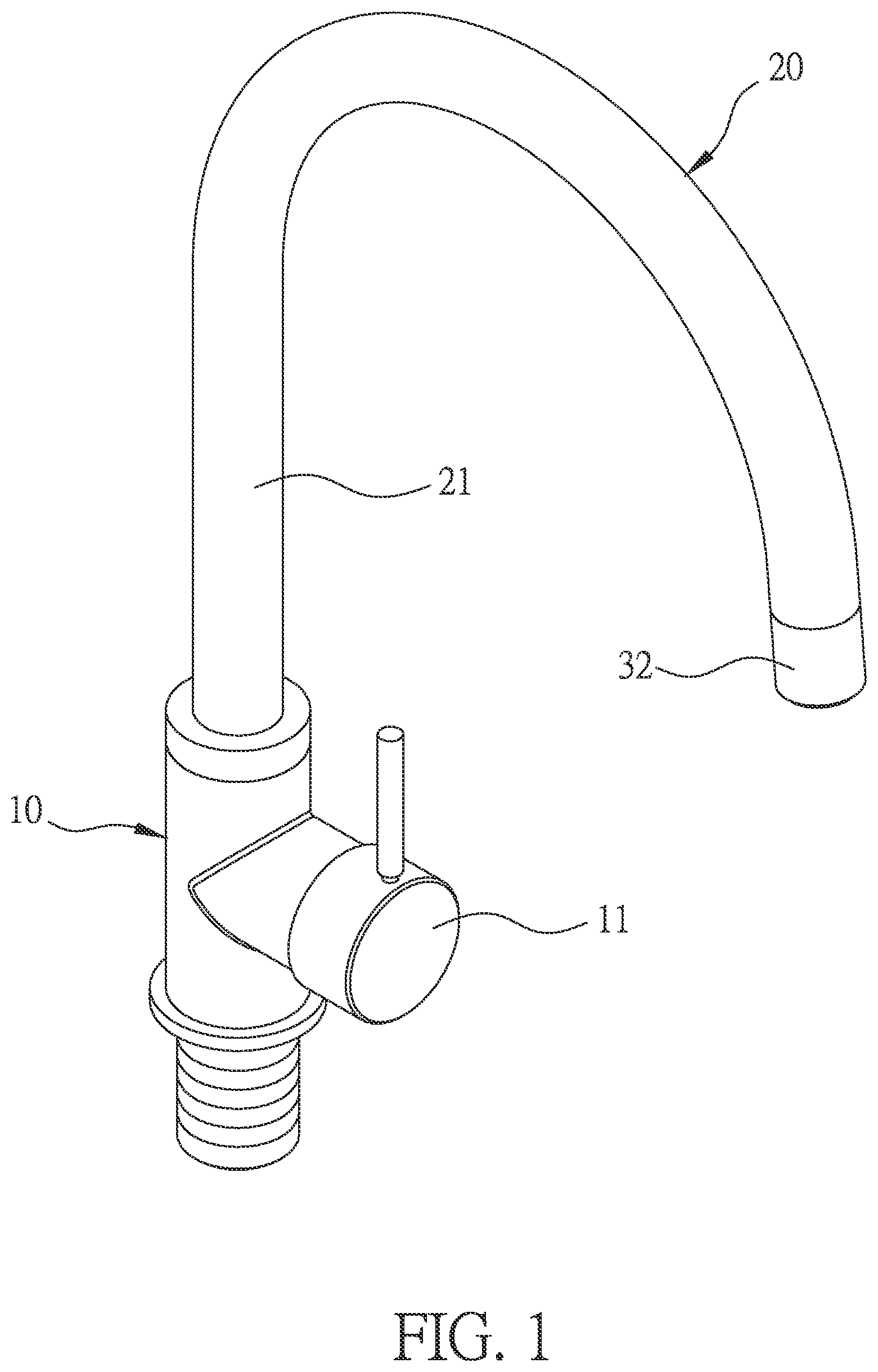 Patent US11814825 Figure 1 – Telescopic structure of faucet having movable tube