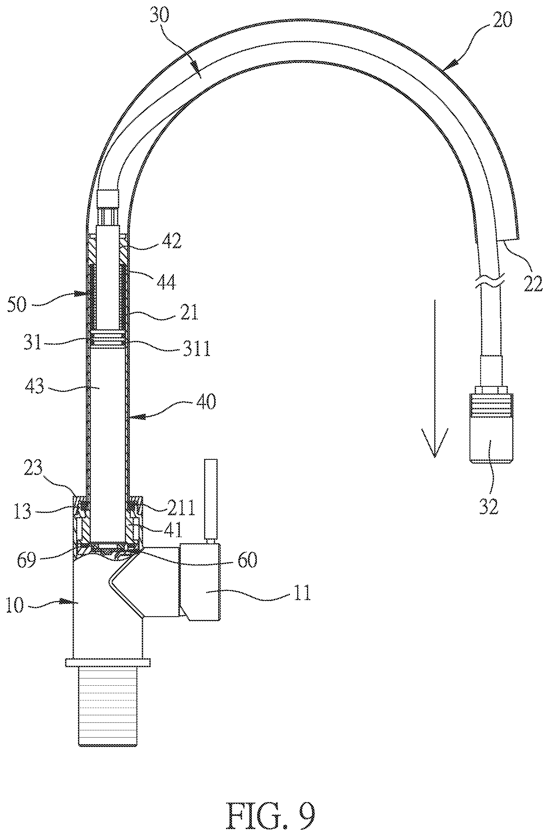 Patent US11814825 Figure 9 – Telescopic structure of faucet having movable tube