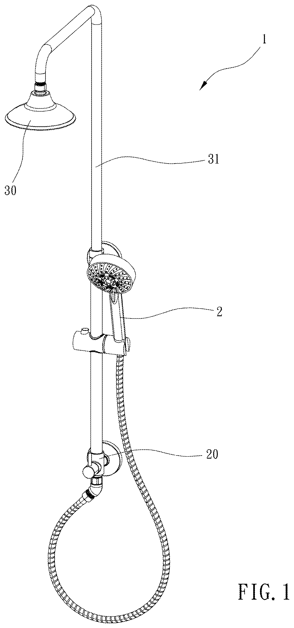 Patent US11814828 Figure 1 – Shower device