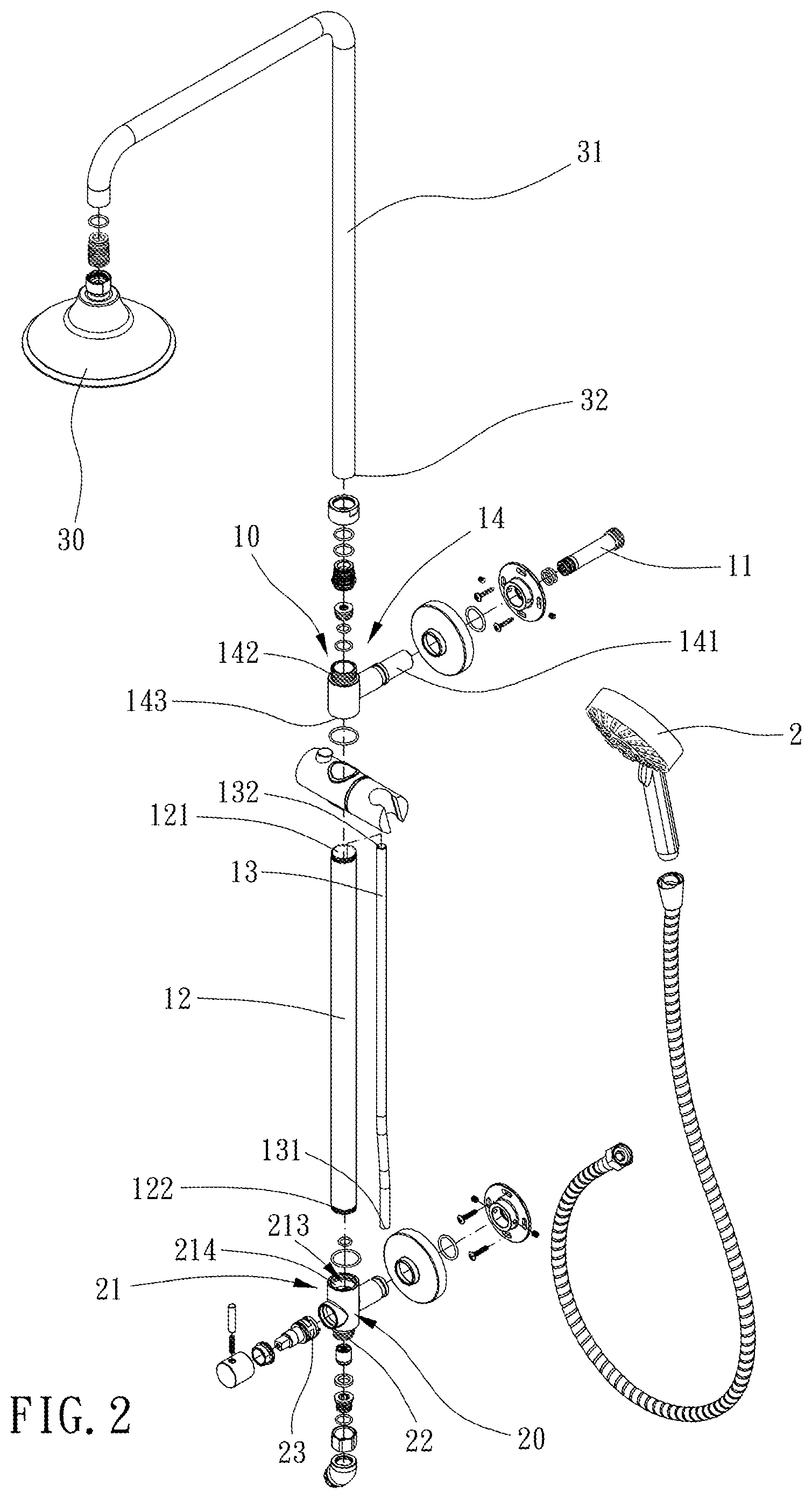 Patent US11814828 Figure 2 – Shower device